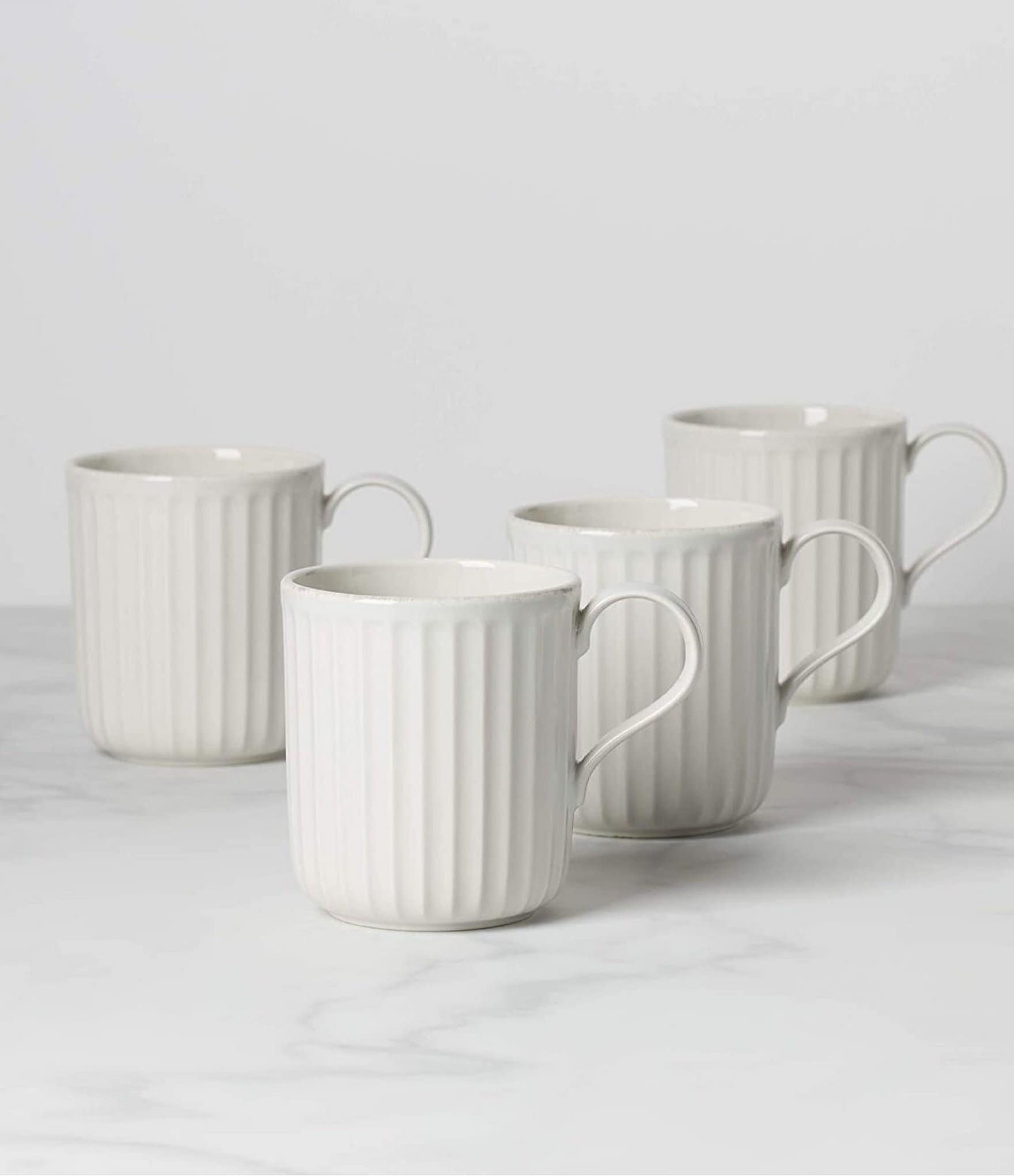 Lenox French Perle Scallop Mugs, Set of 4