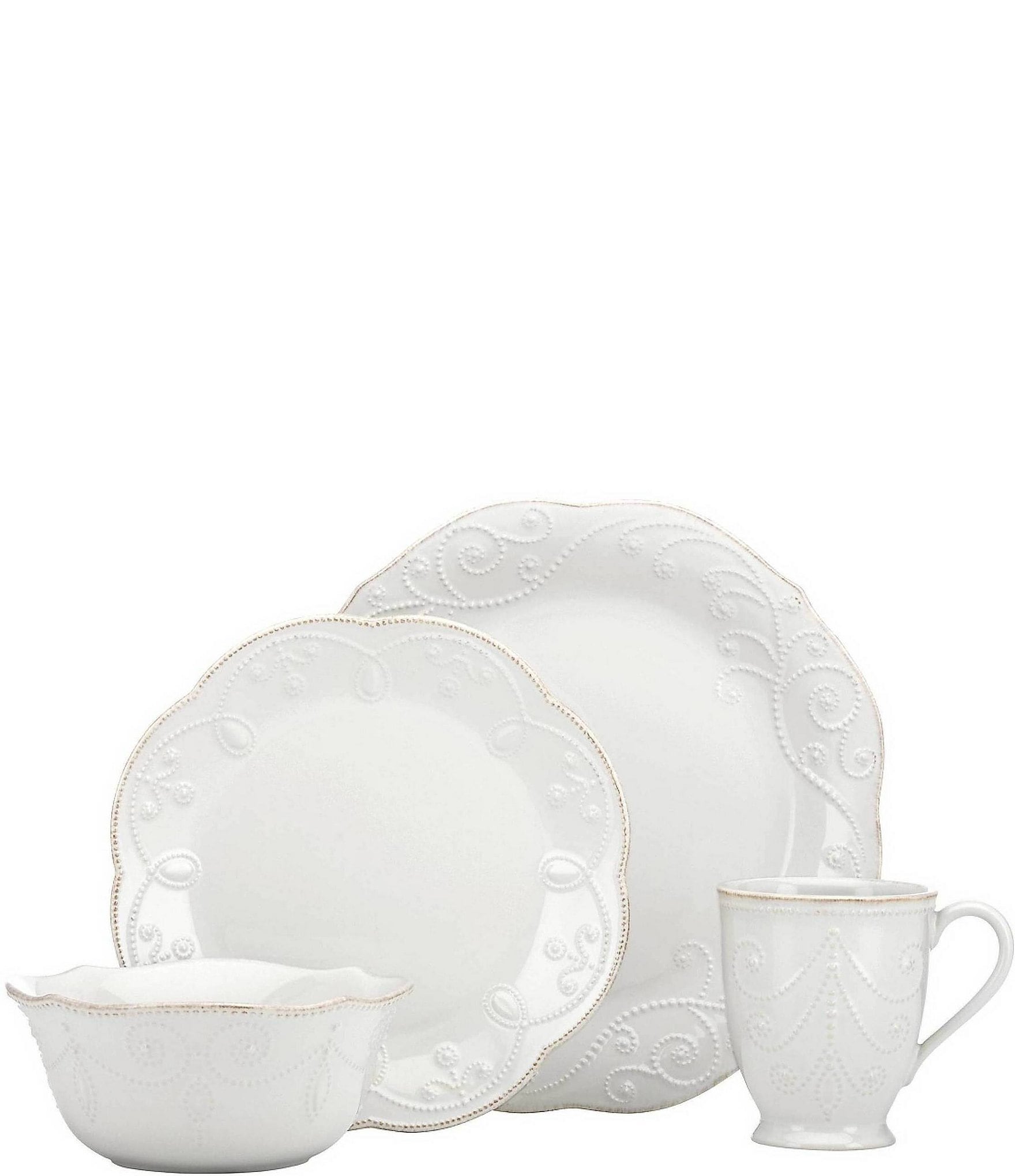 Lenox French Perle Scalloped Stoneware 4-Piece Place Setting