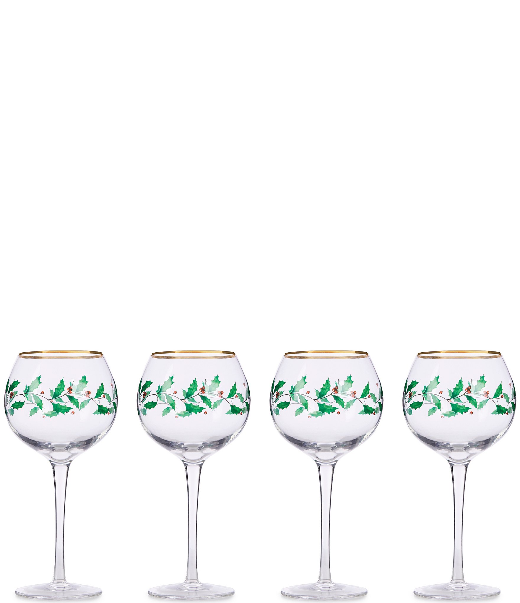 Lenox Holiday Gems Hand Painted Balloon Wine Glasses Set of Six