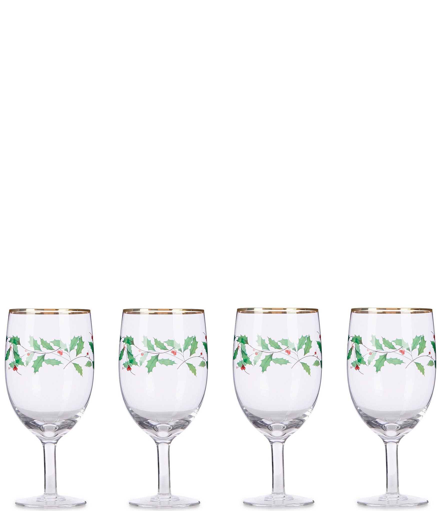 Lenox Holiday Holly 4-Piece Iced Beverage Glass Set