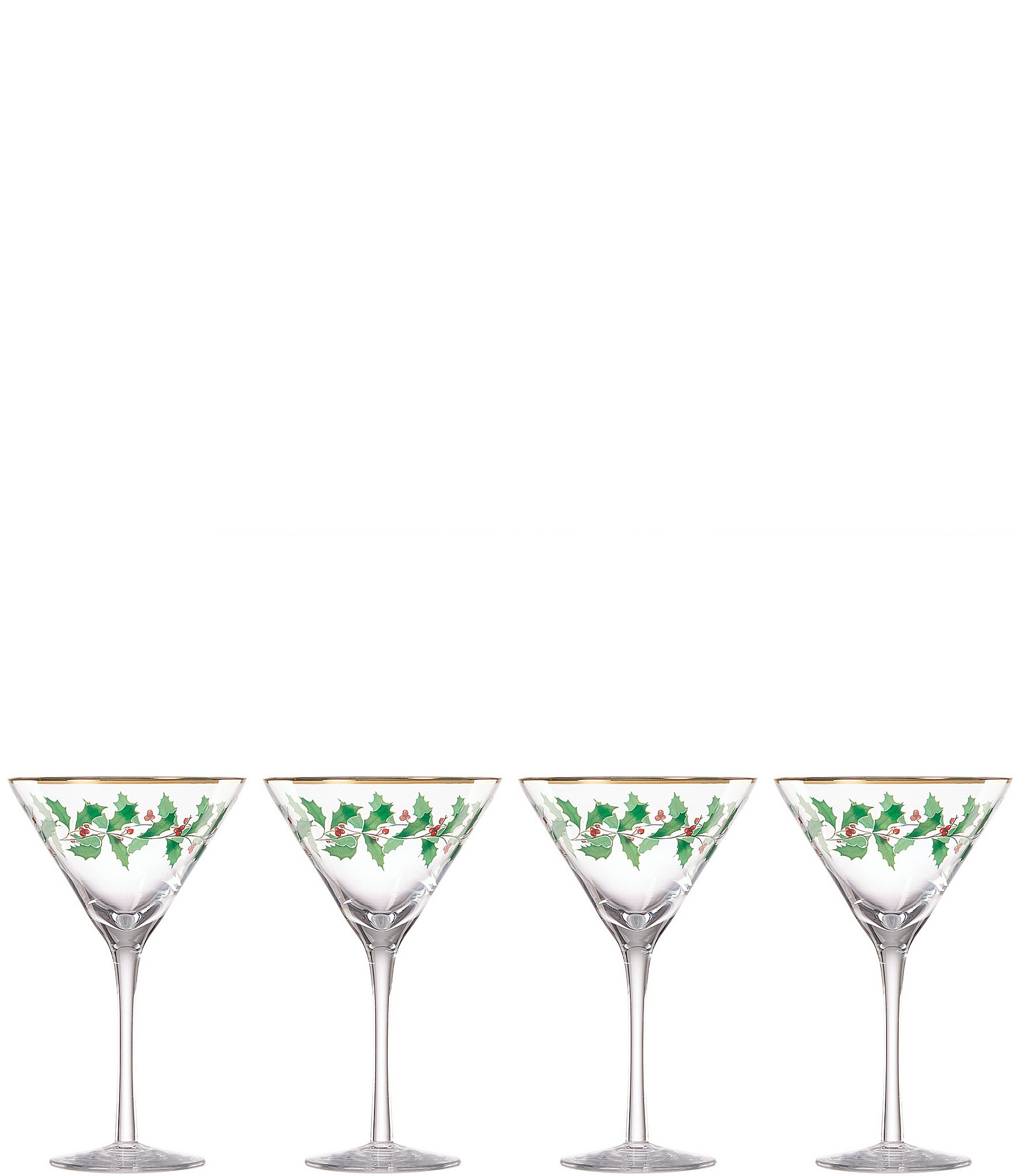 Martini Glasses Large by Lenox Beaded Gem Pattern Wire Wrapped Red & Green  2004