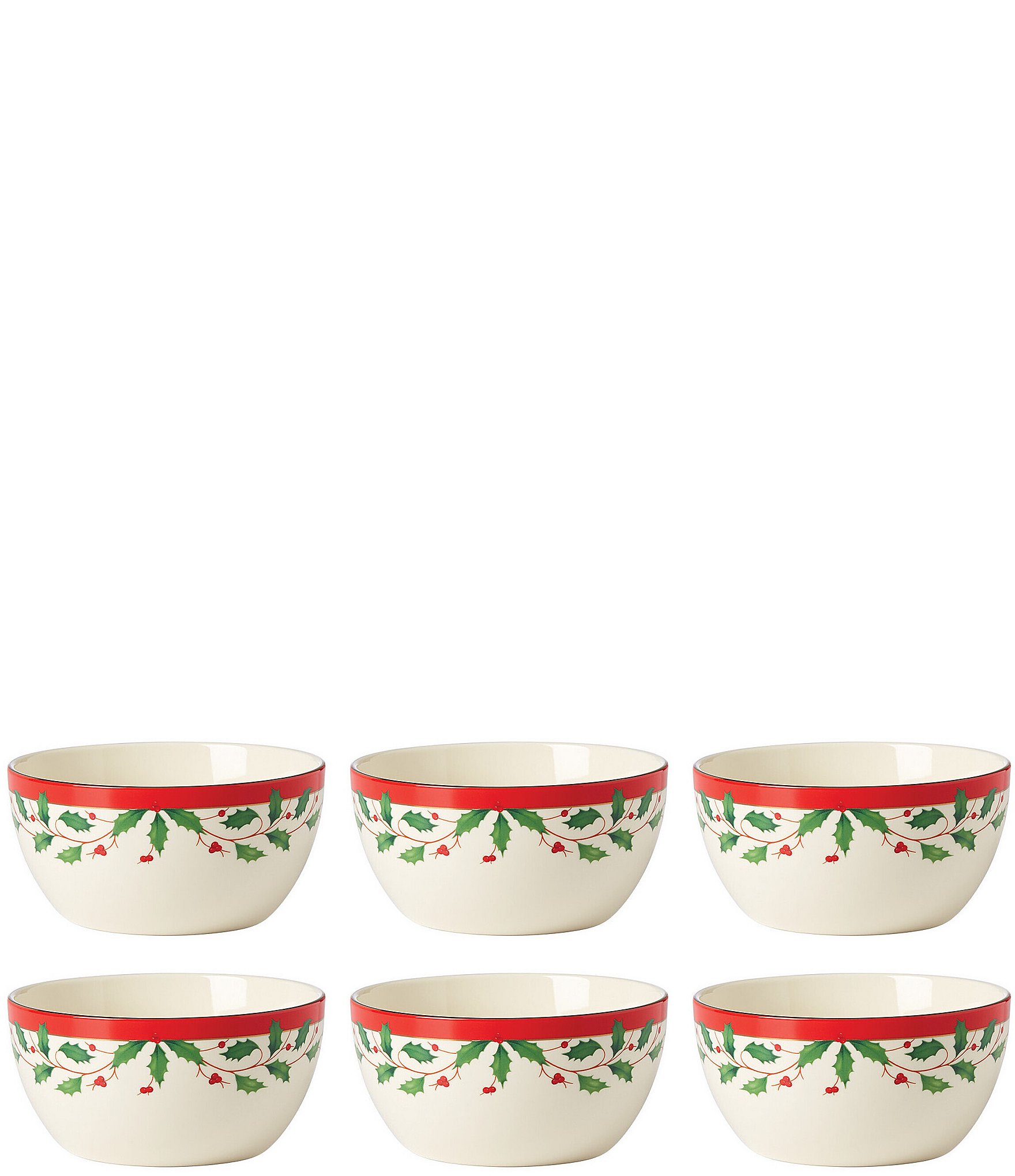 FIDDLE AND FERN SET OF 6 ROUND SNACK BOWLS 11 OZ
