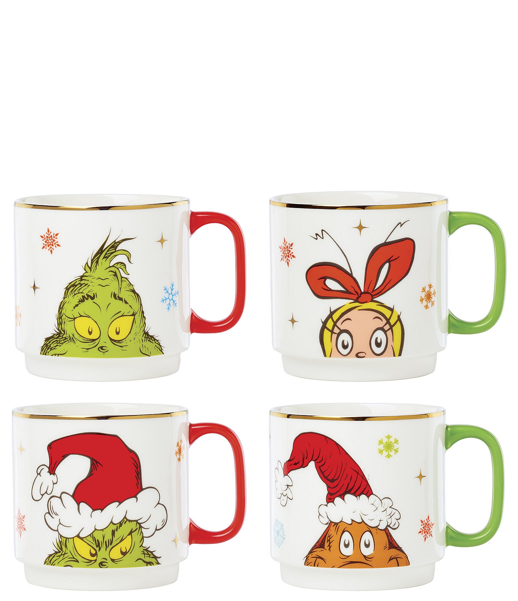 Lenox Merry Grinchmas Collection Assorted Novelty Stackable Mugs, Set of 4