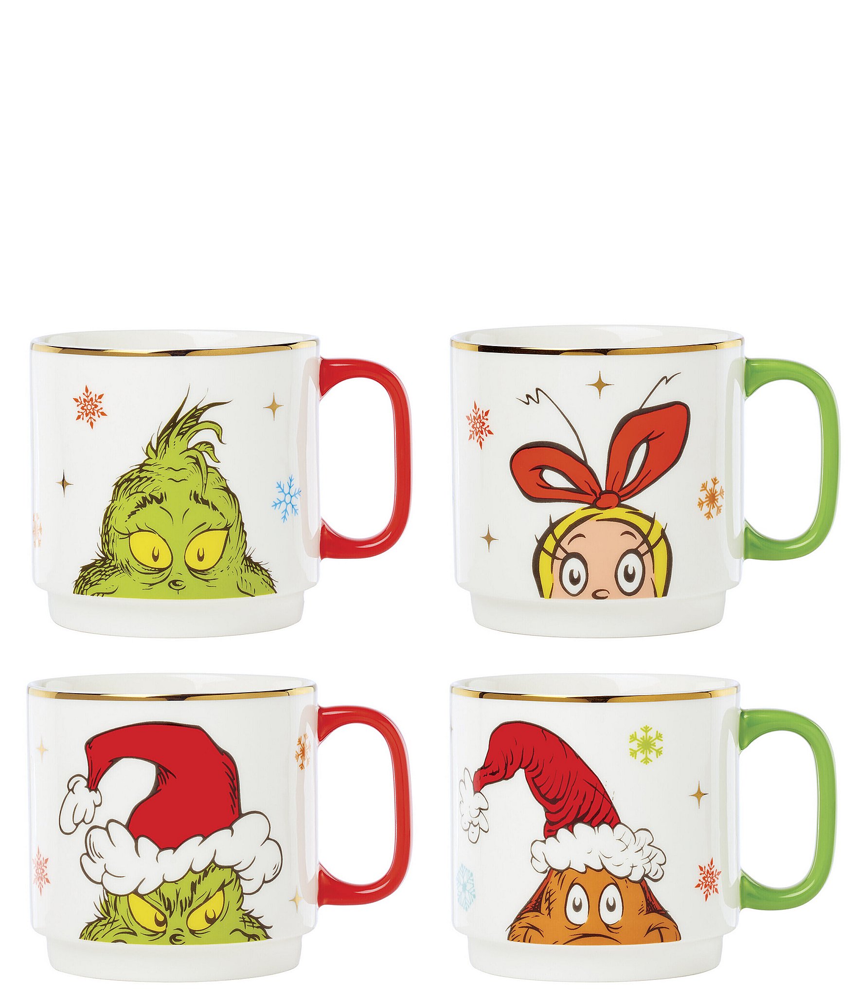Lenox Merry Grinchmas Collection Assorted Stackable Mugs, Set of 4