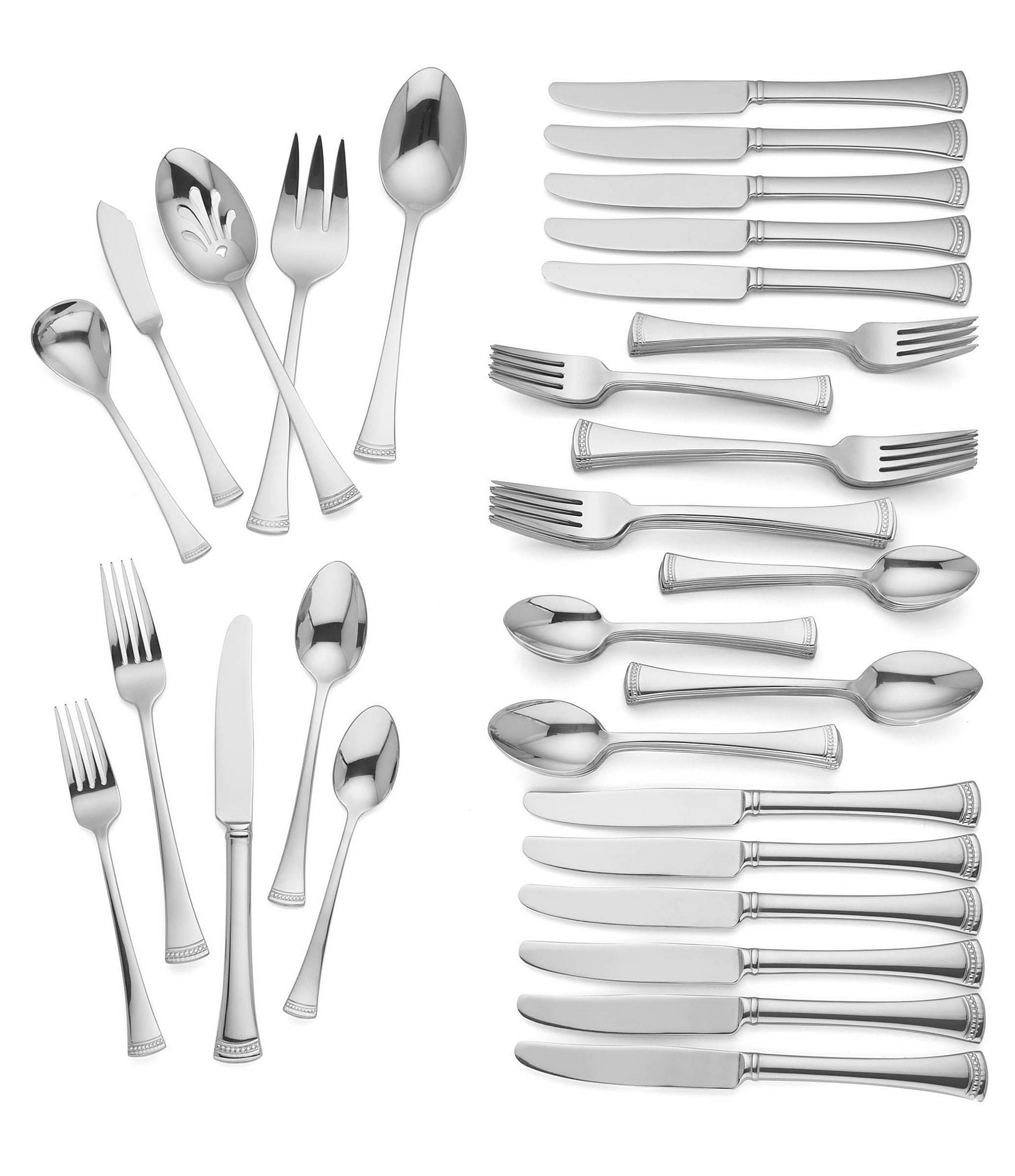 Lenox Portola Modern Sculpted 65-Piece Stainless Steel Flatware Set