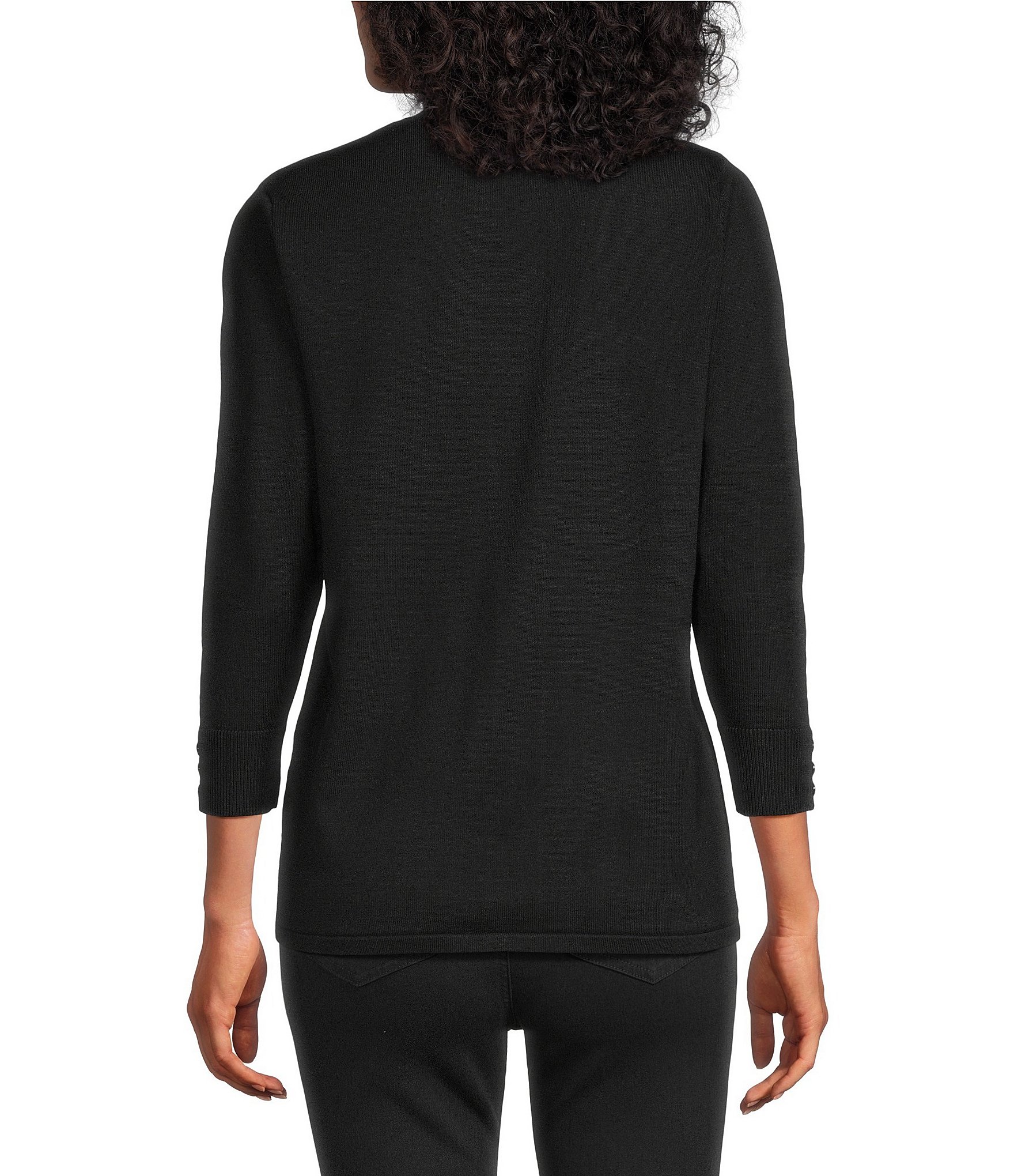 Leo & Nicole 3/4 Sleeve Open-Front Sweater Cardigan