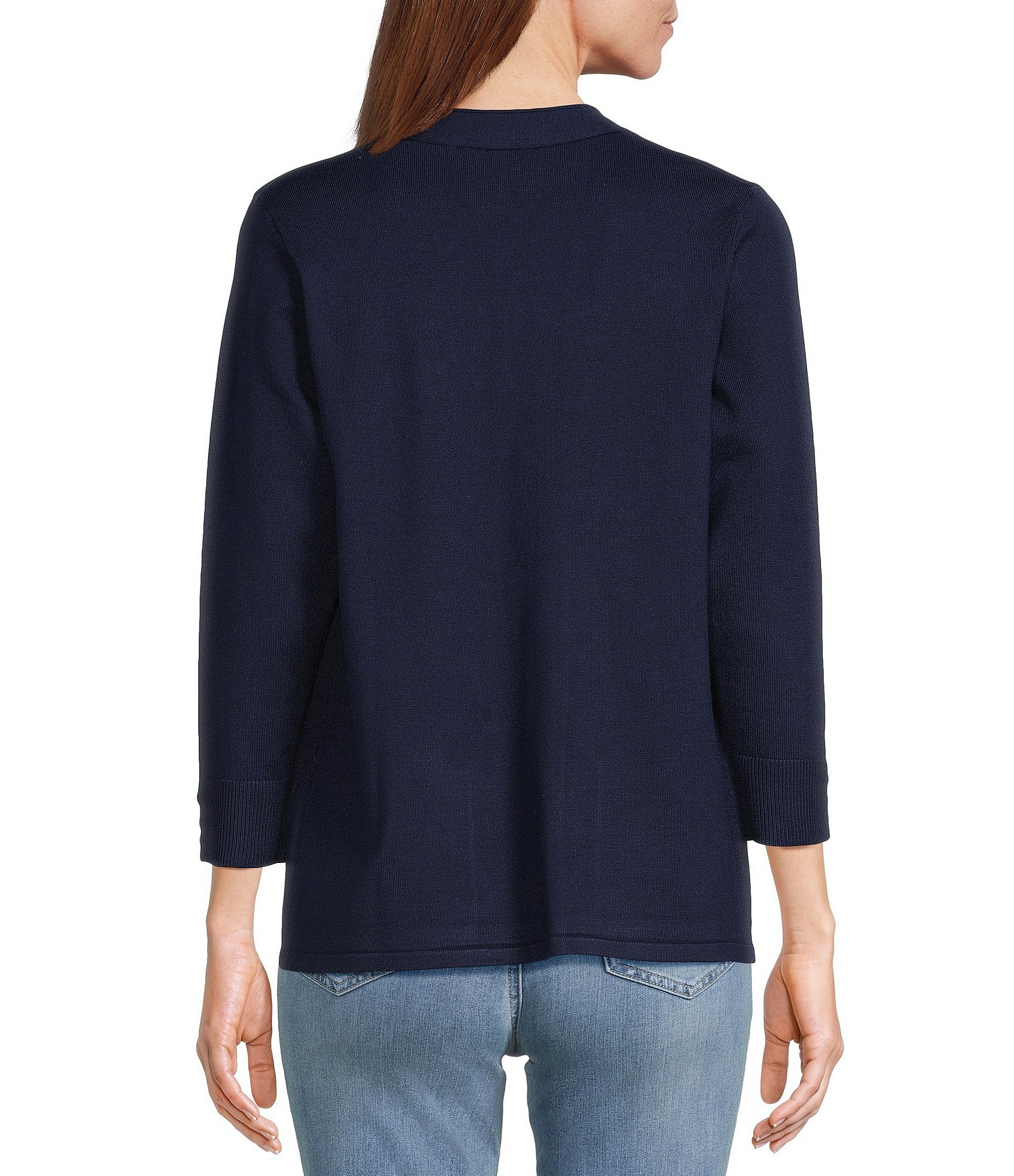 Leo & Nicole 3/4 Sleeve Open-Front Sweater Cardigan