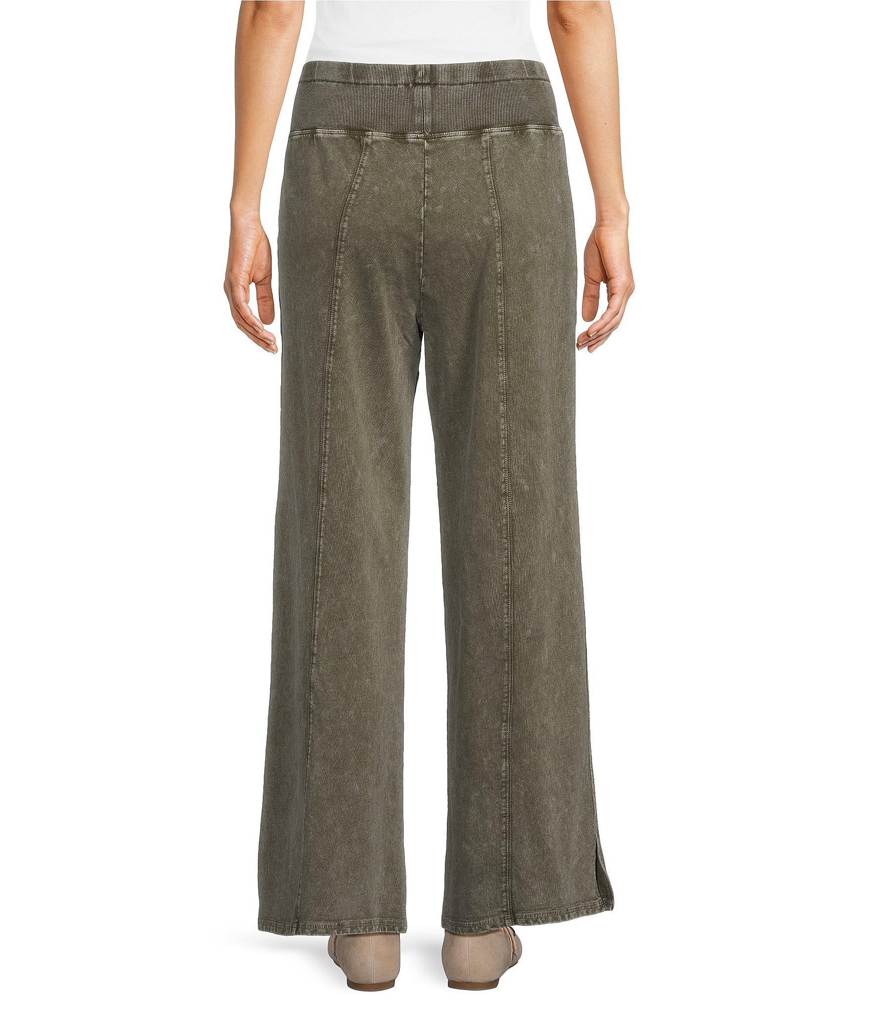 Leo & Nicole Acid Washed Knit Waist Pull-On Pants
