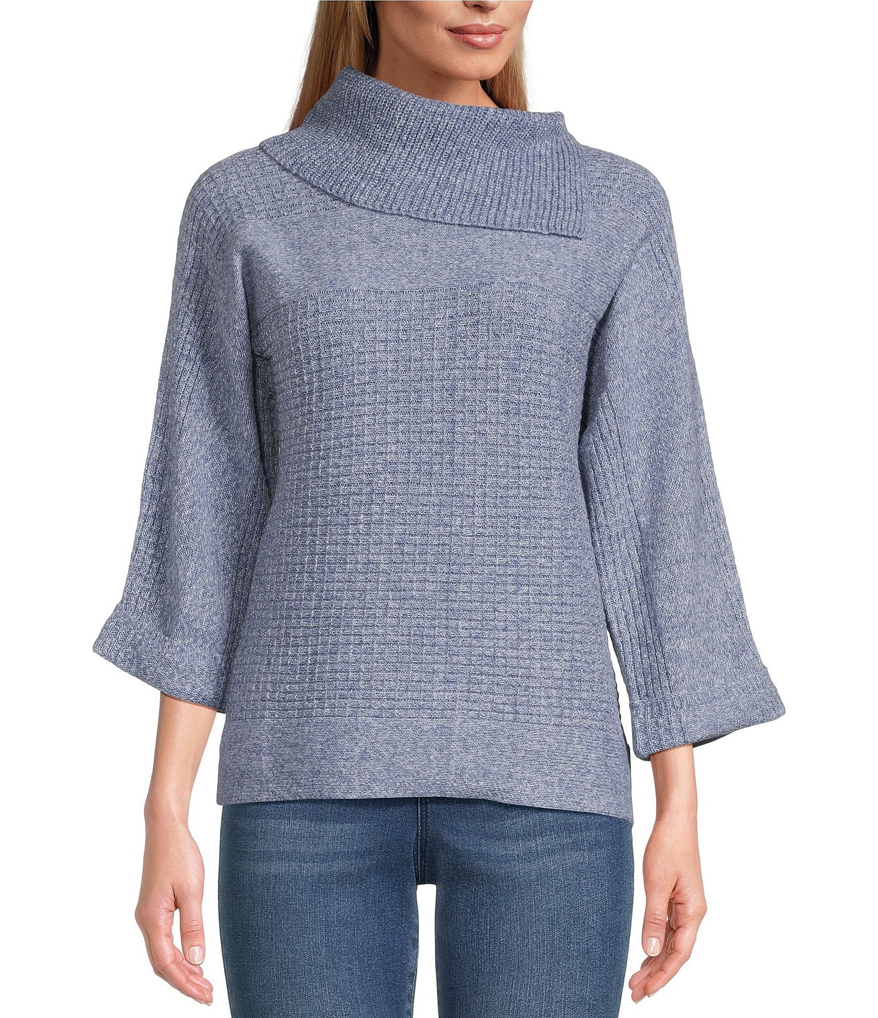 Leo & Nicole Petite Size Envelope Neck 3/4 Sleeve Sweater | Dillard's