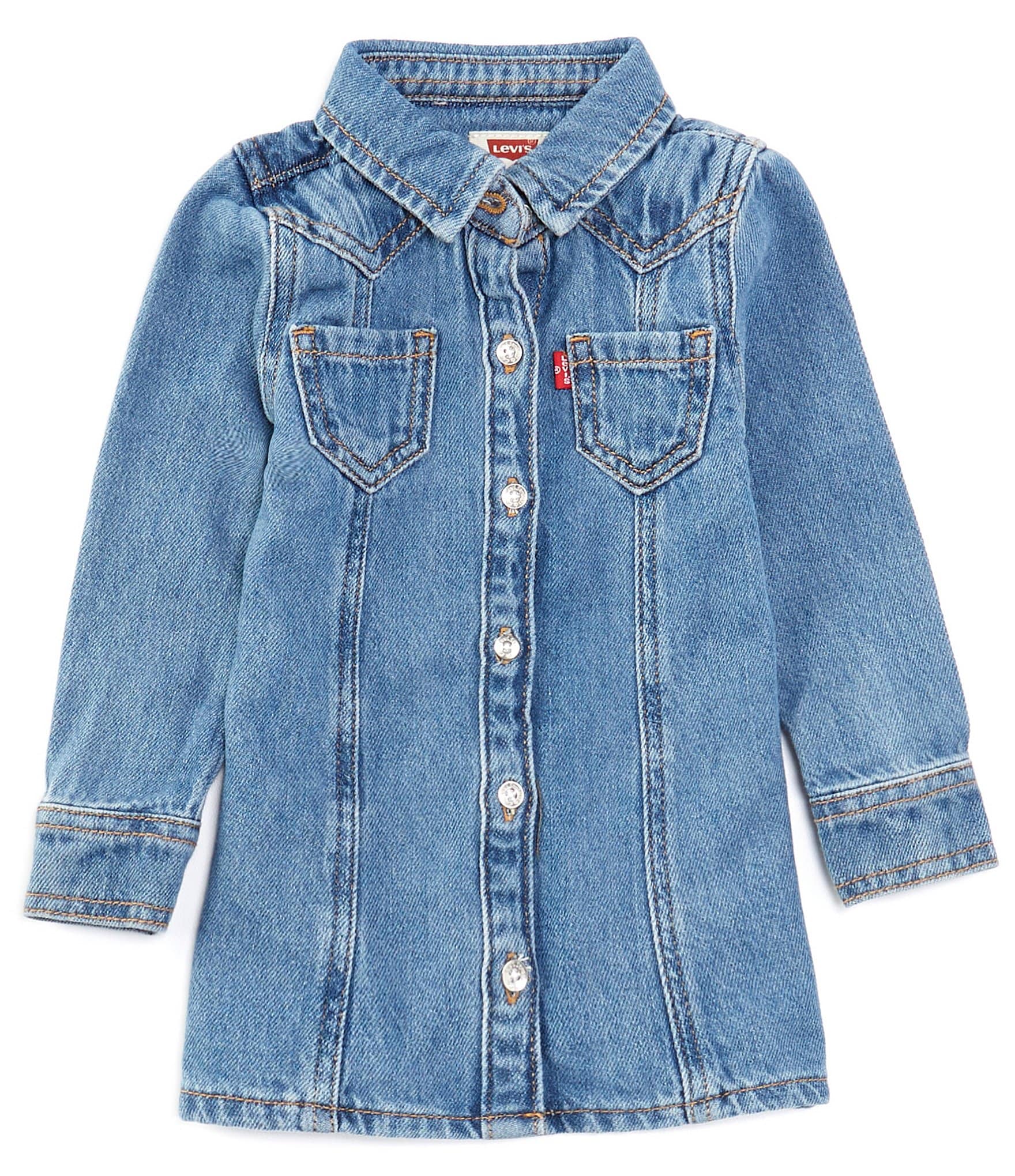 Levi's® Baby Girls 12-24 Months Long Sleeve Denim Western Shirt Dress