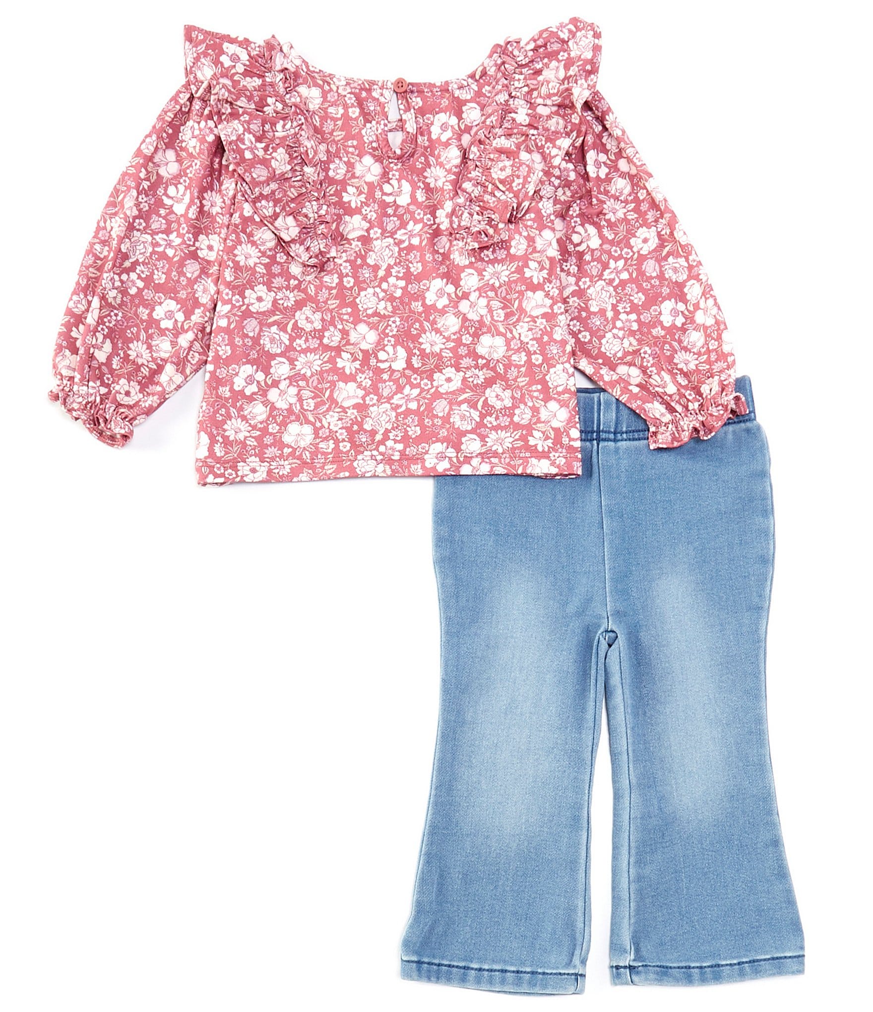 Levi's® Baby Girls 12-24 Months Long Sleeve Ditsy-Floral T-Shirt & Dobby Flare Leg Jeans