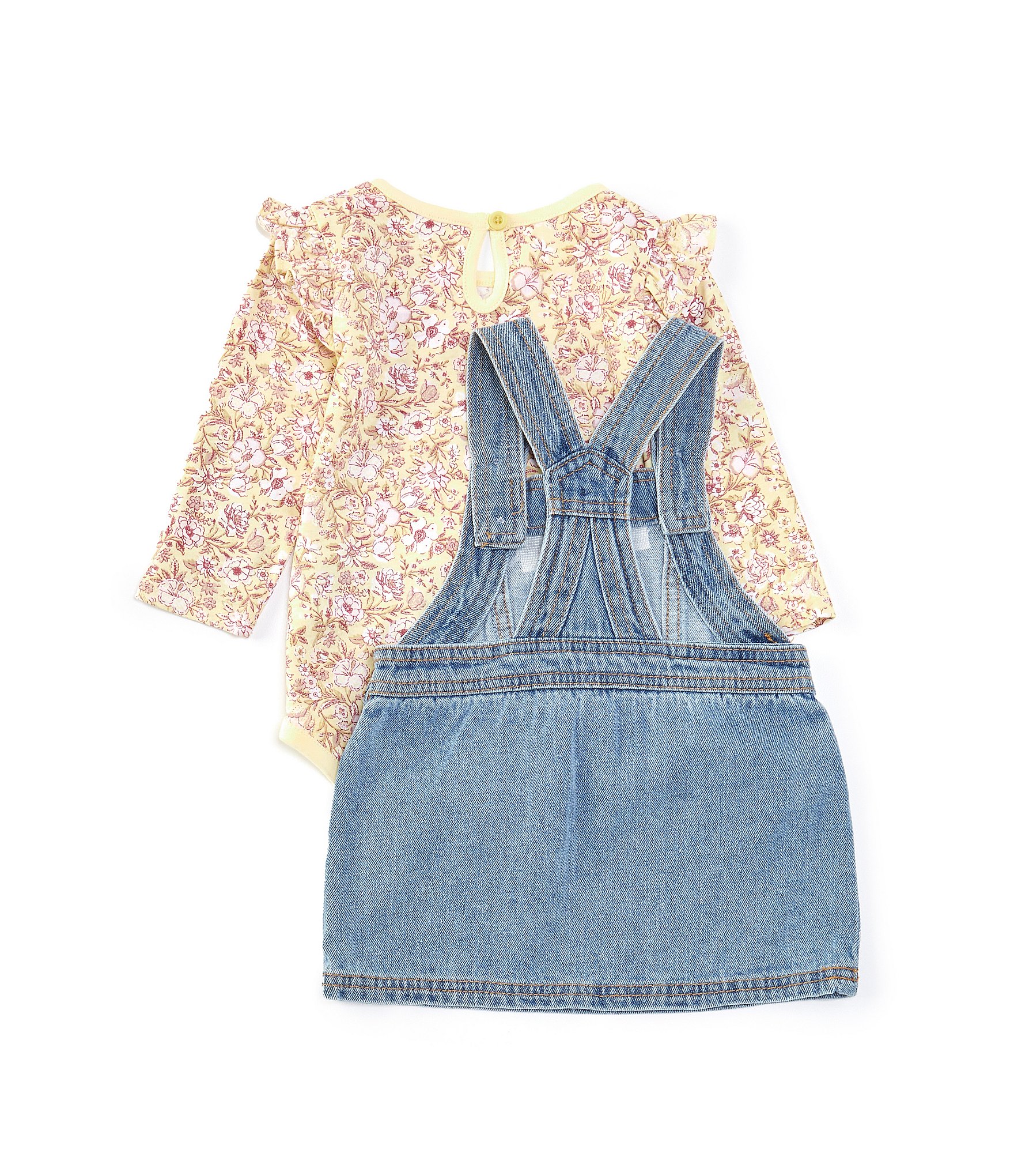 Levi's® Baby Girls 12-24 Months Sleeveless Denim Pinafore Dress & Long Sleeve Printed Jersey Bodysuit Set