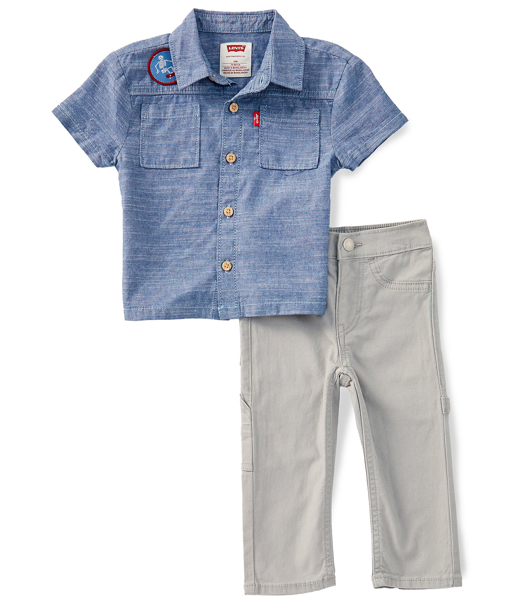 Levi's® Baby Short Sleeve Chambray Top & Matching Pants Set