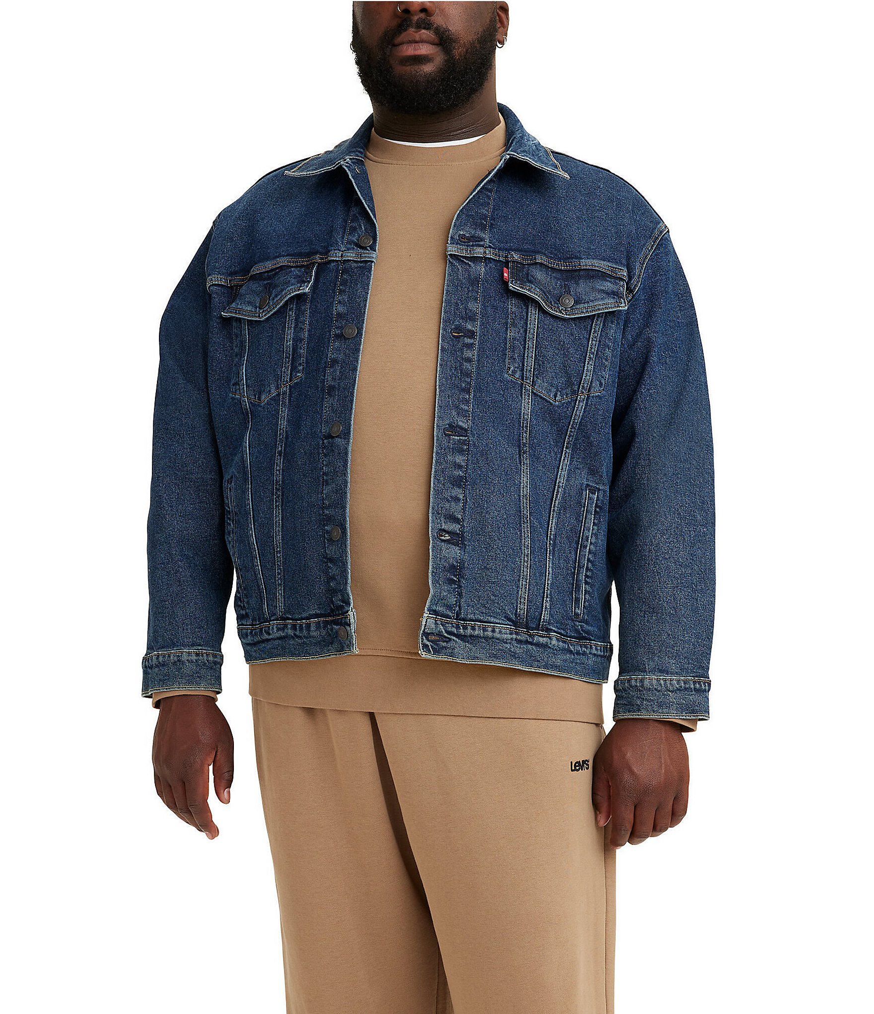 Blue Plain Denim Chain Jacket