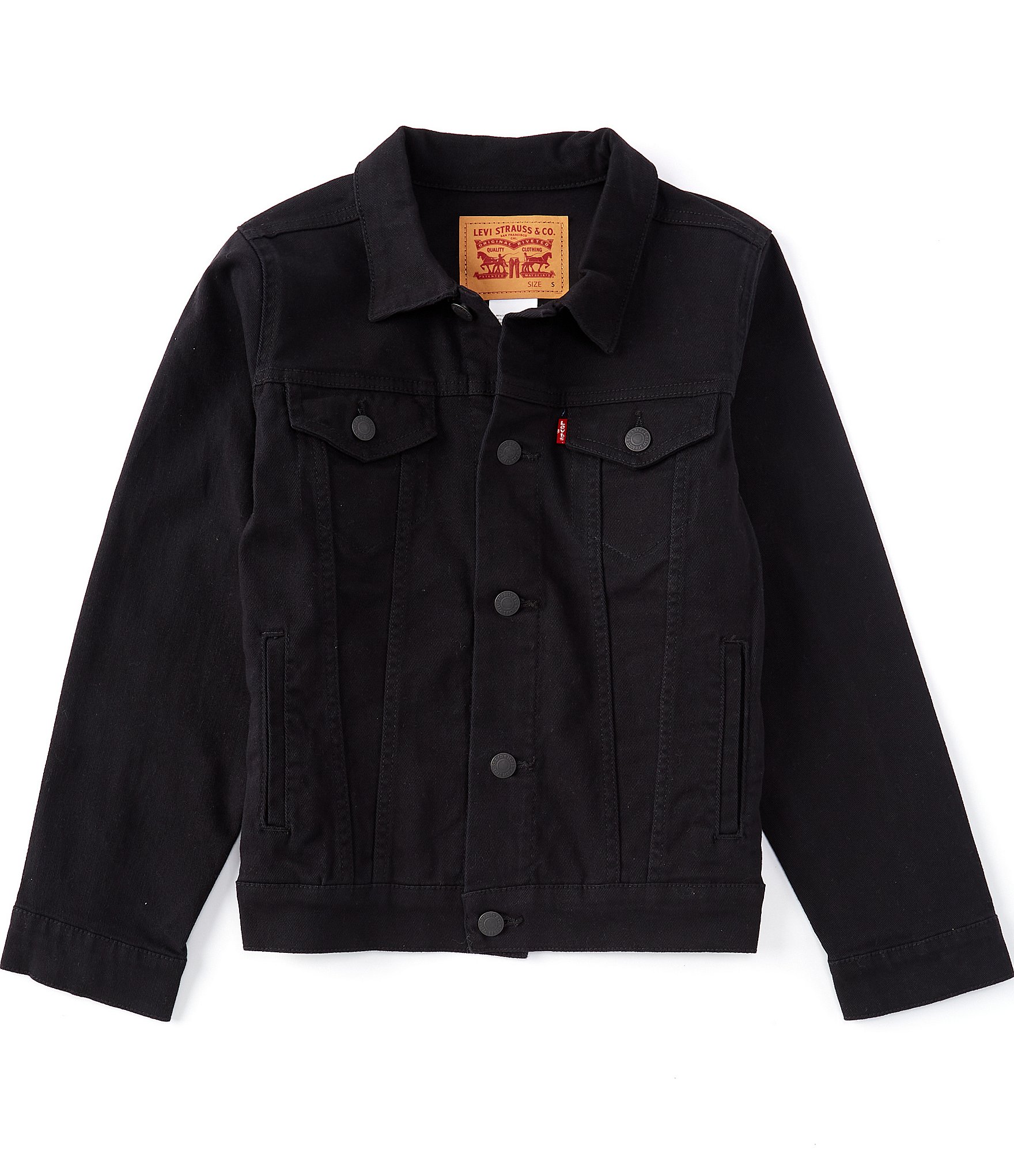 Levi's Boys' Denim Trucker Jacket, Medium, Black