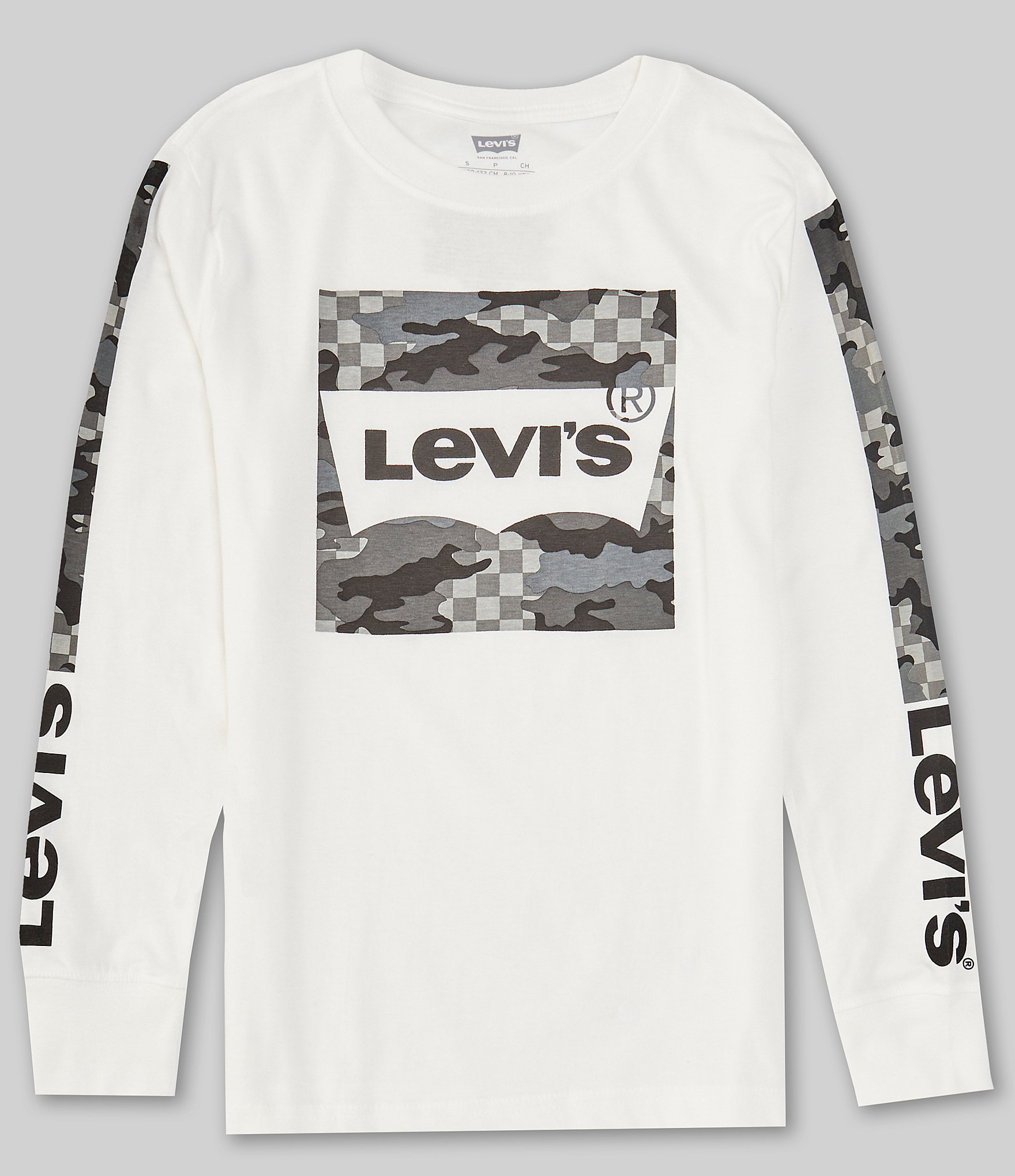 Levi's Men's Long-Sleeve Camo Logo T-Shirt Black Size Small