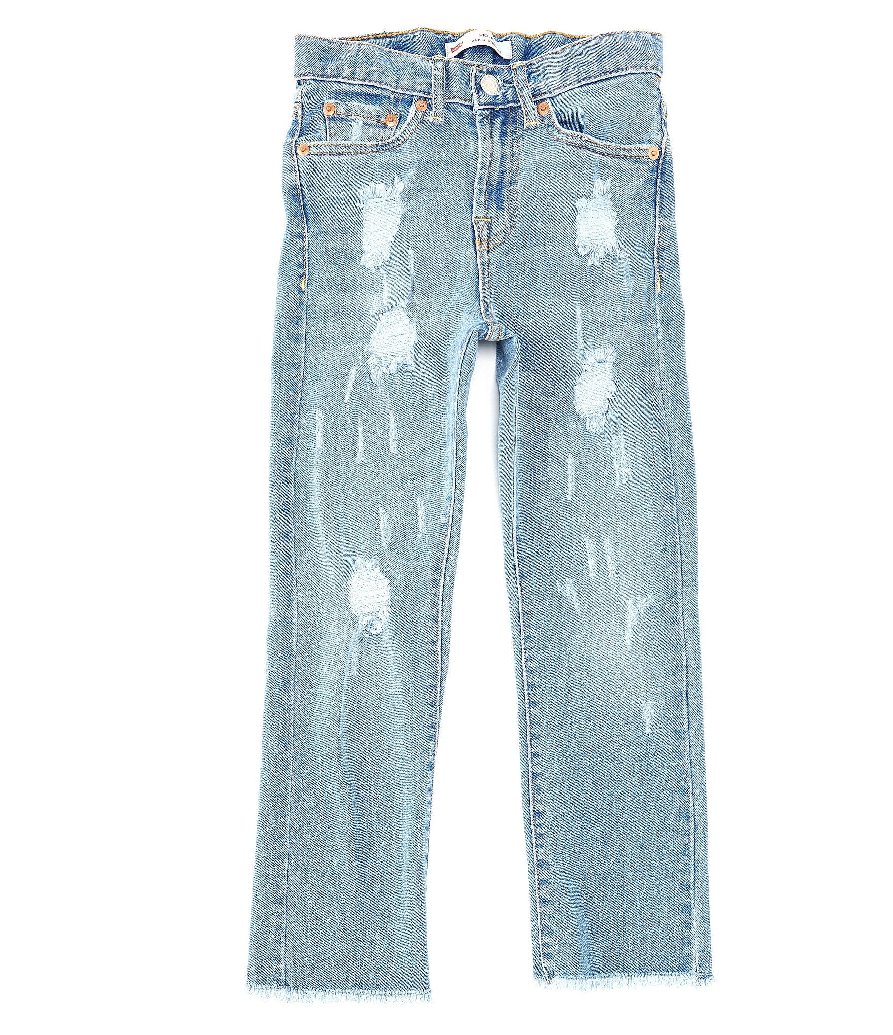 High Rise Ankle Straight Big Girls Jeans 7-16 - Medium Wash