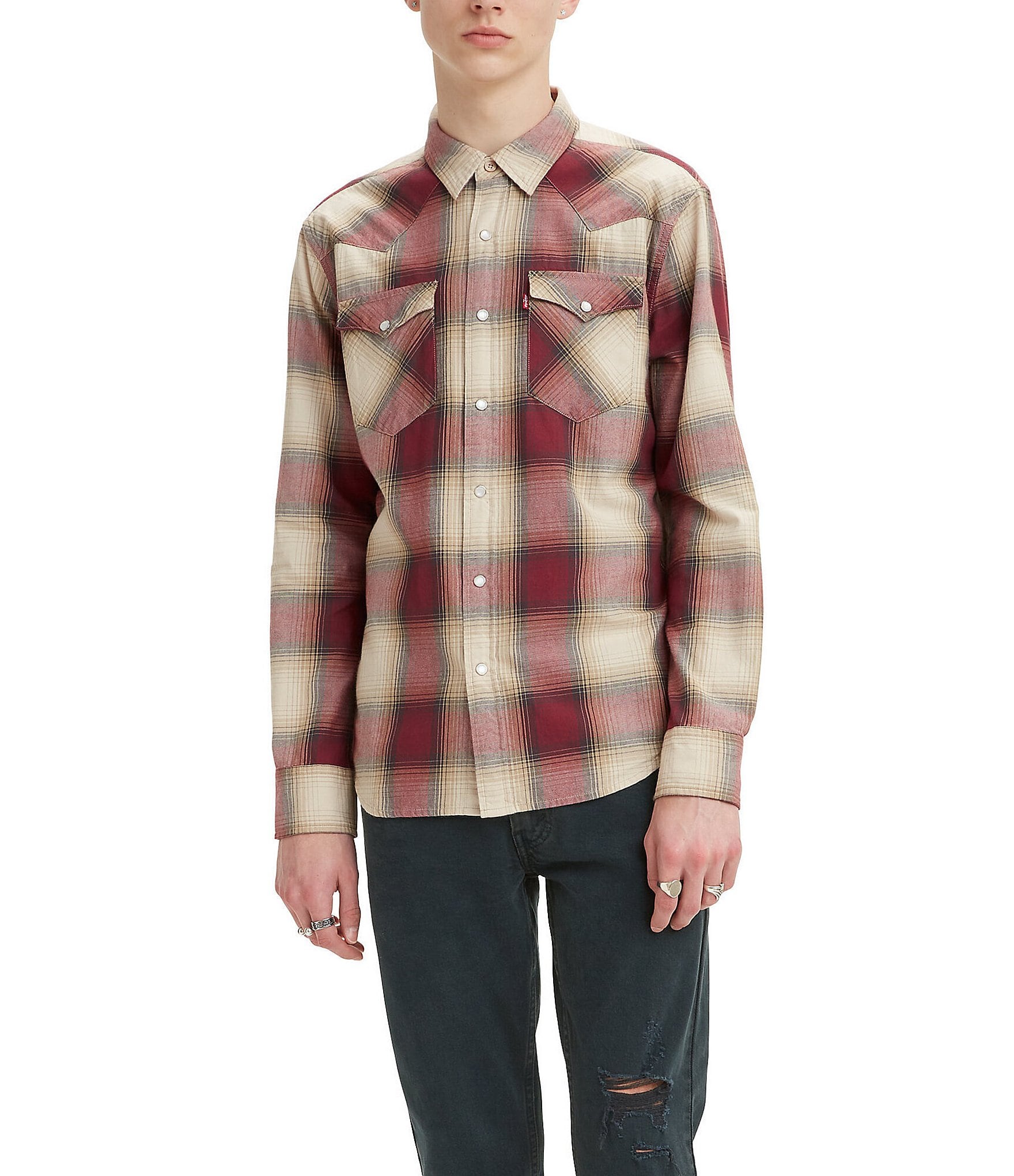 Levi's® Classic Standard-Fit Plaid Woven Western Shirt | Dillard's