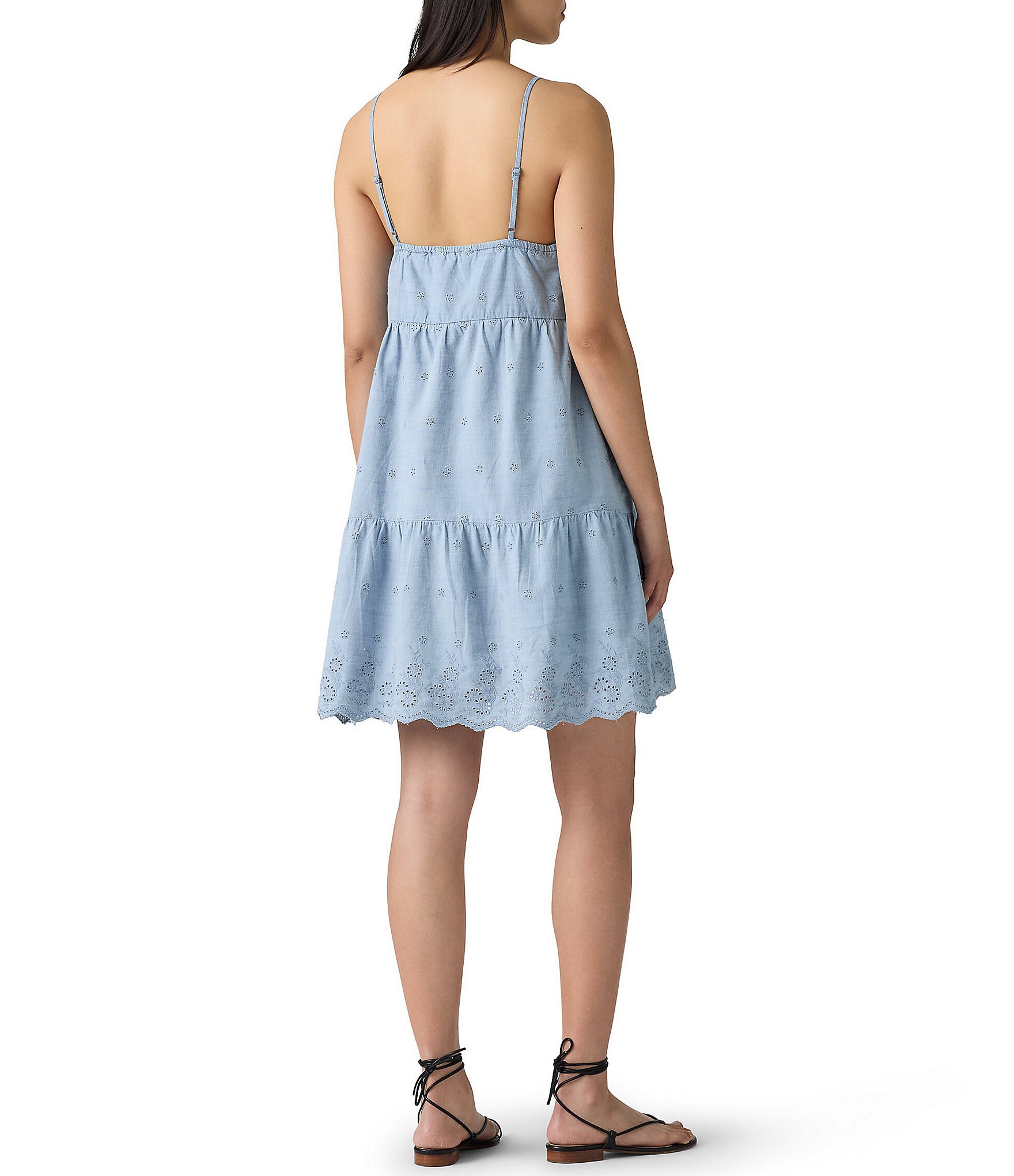 Levi's® Cora Sleeveless Eyelet Embroidered Scalloped-Hem Mini Dress