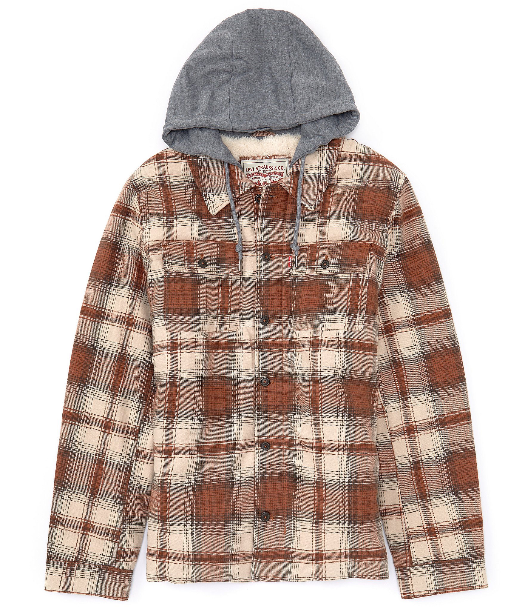 Levi s Sherpa Lined Ombre Plaid Shirt Jacket Dillard s