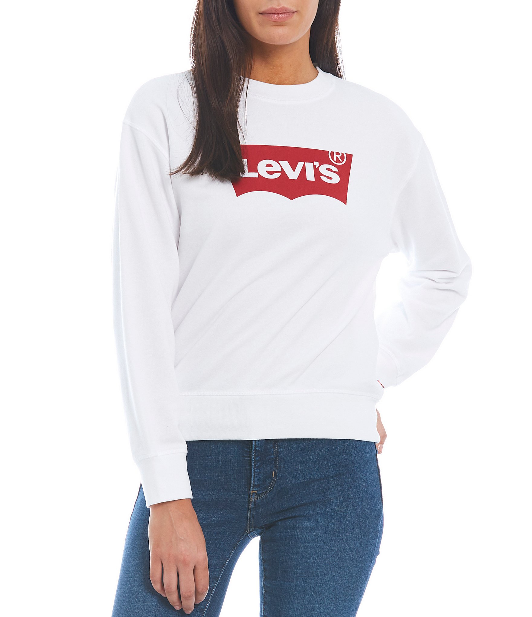 Levi's® Graphic Standard Crew Neck Long Sleeve Ribbed Hem Sweatshirt |  Dillard's