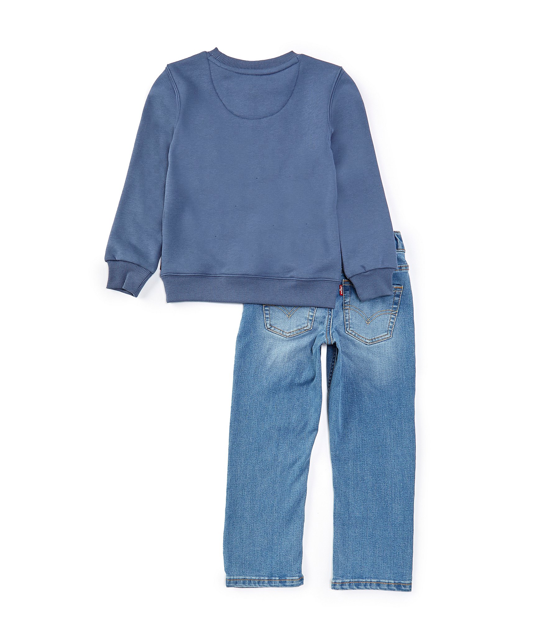 Levi's® Little Boys 2T-7 Long Sleeve Mountain Graphic Fleece Sweatshirt & Straight Leg Jeans Set