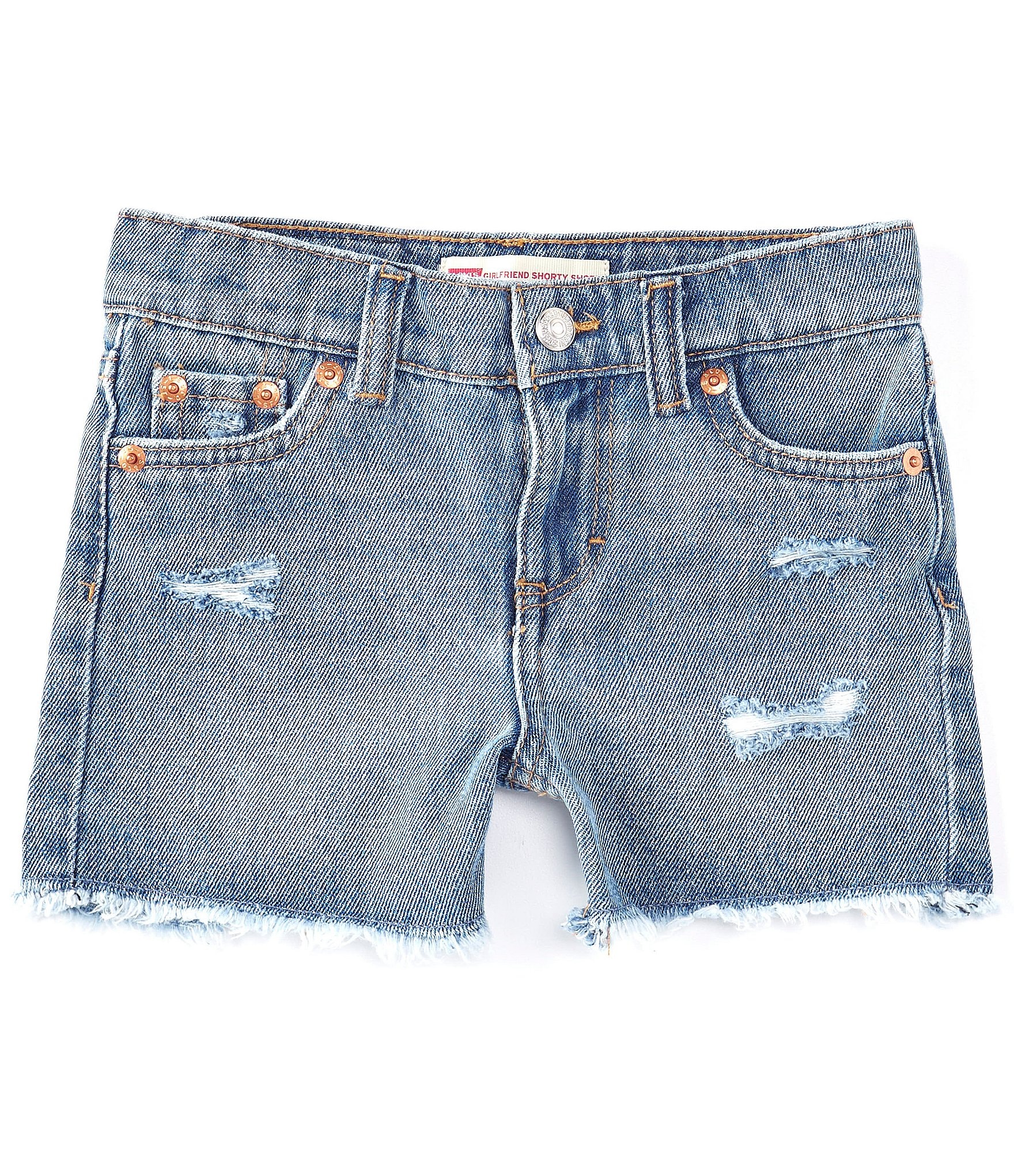 Levi's® Little Girls 2T-6X Girlfriend Frey-Hem Shorty Denim Shorts