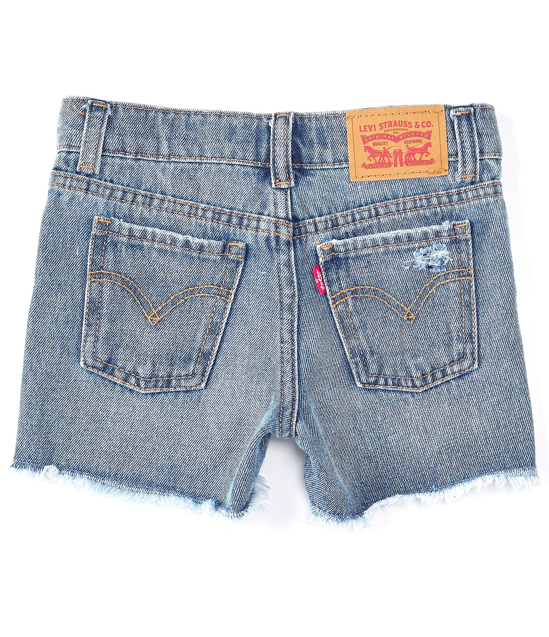 Levi's® Little Girls 2T-6X Girlfriend Frey-Hem Shorty Denim Shorts