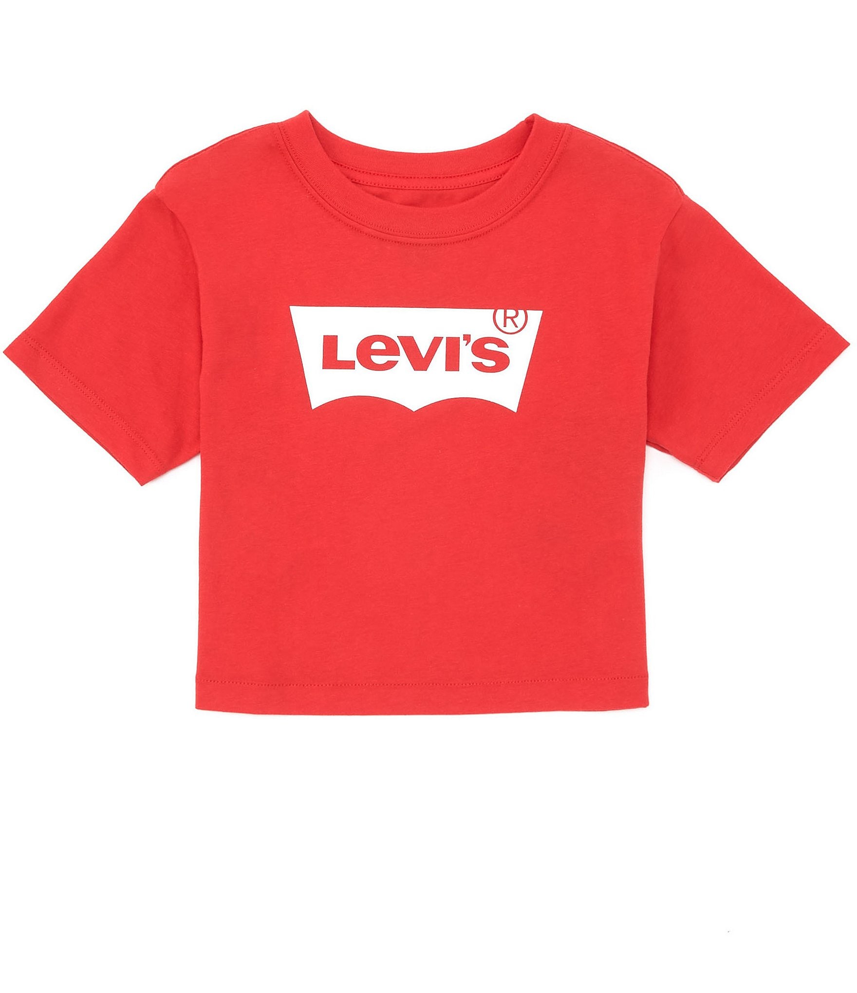 Levi's® Little Girls 2T-6X Short-Sleeve Batwing Logo Cropped Tee | Dillard's