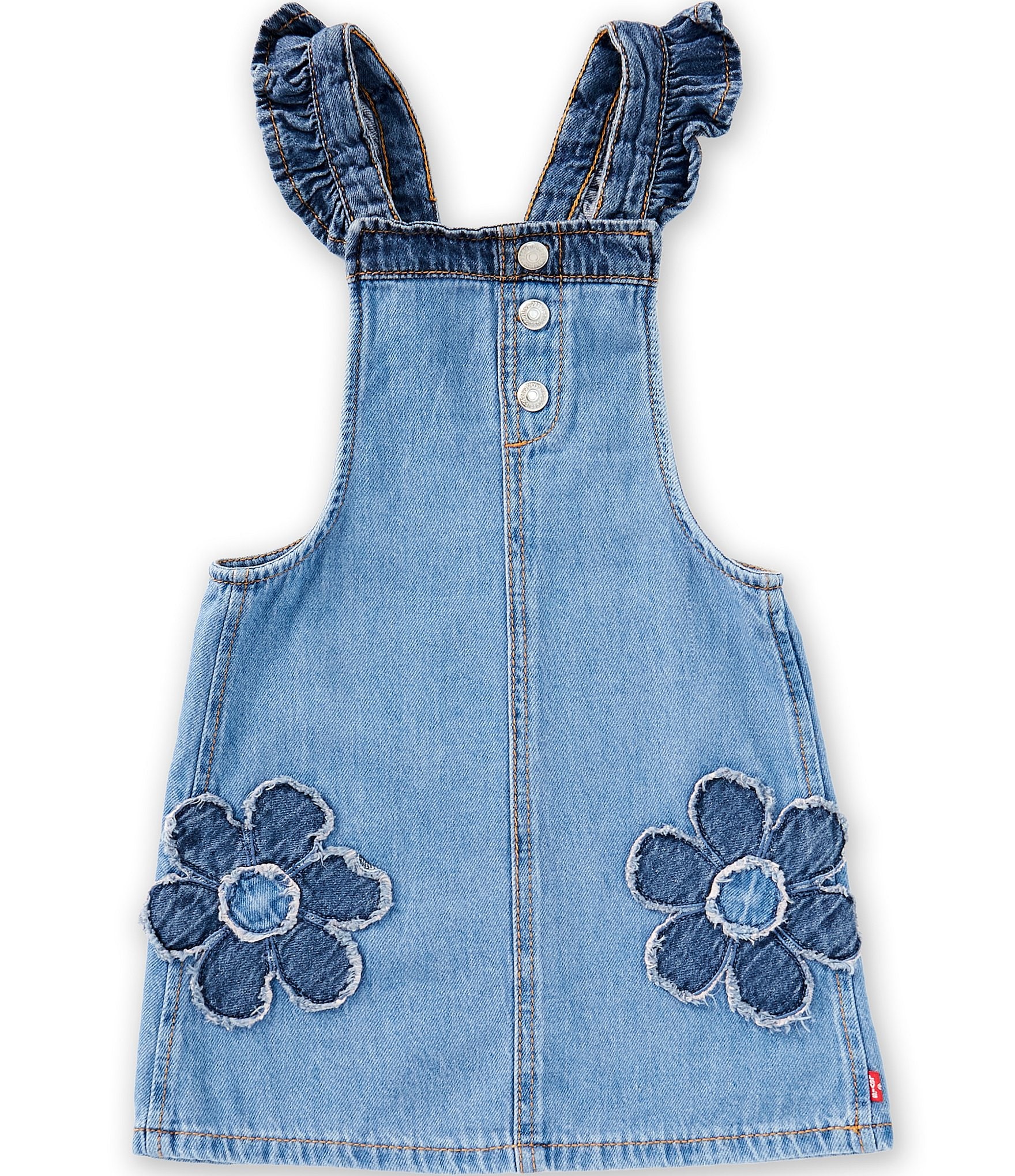Levi's Little Girls Ruffle Strap Flower Pocket Denim Skirtall