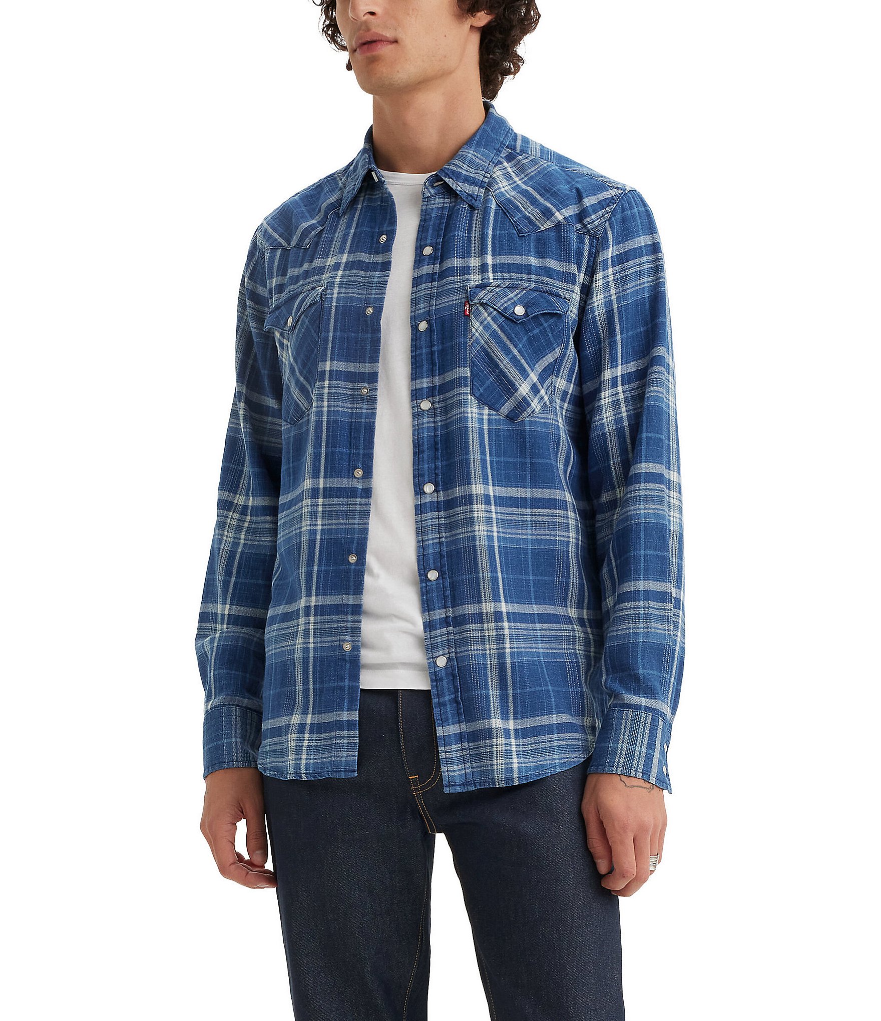 Levi's® Long Sleeve Plaid Western Snap-Front Shirt