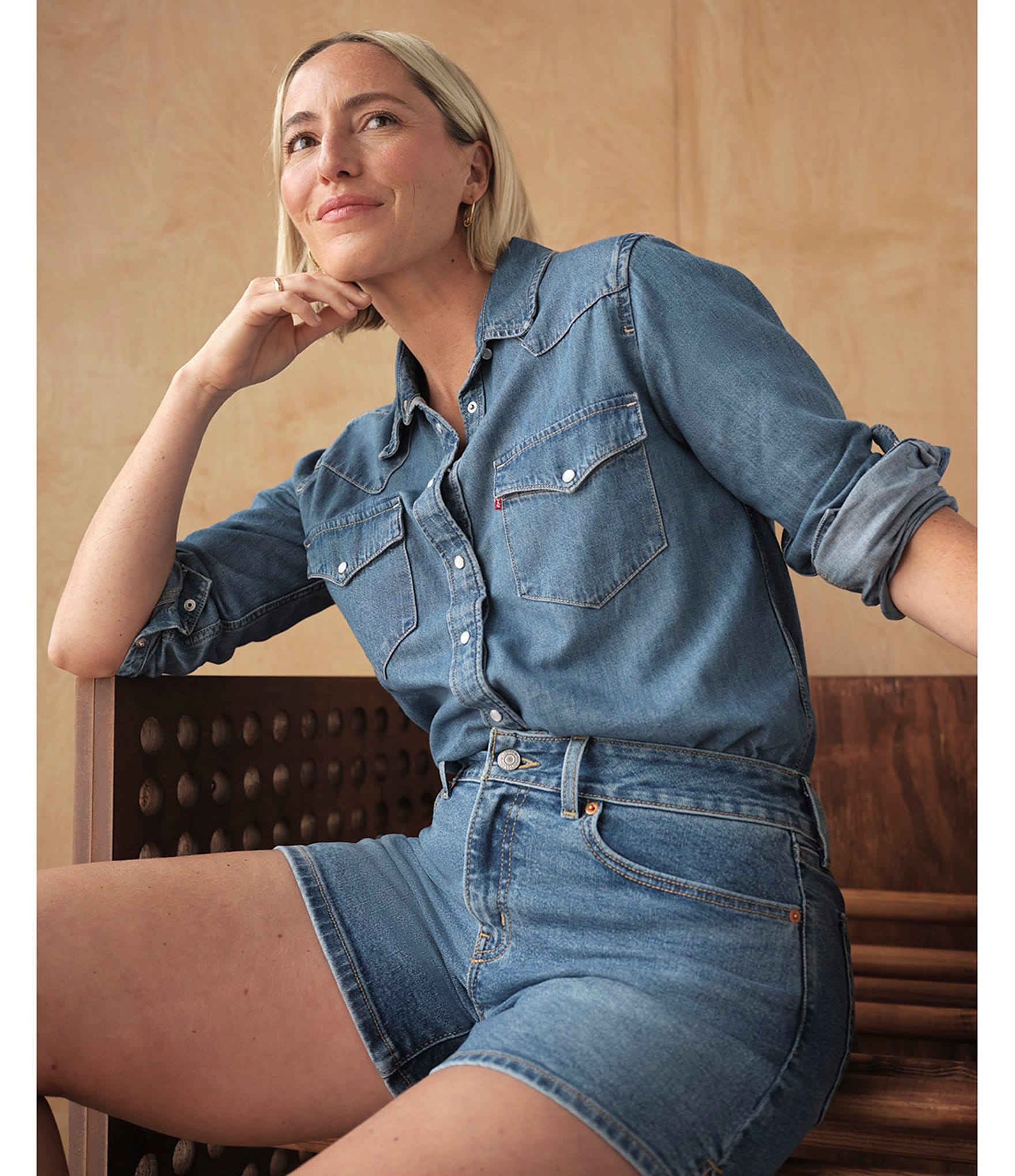Levi's® Mid Rise Stretch Denim Shorts