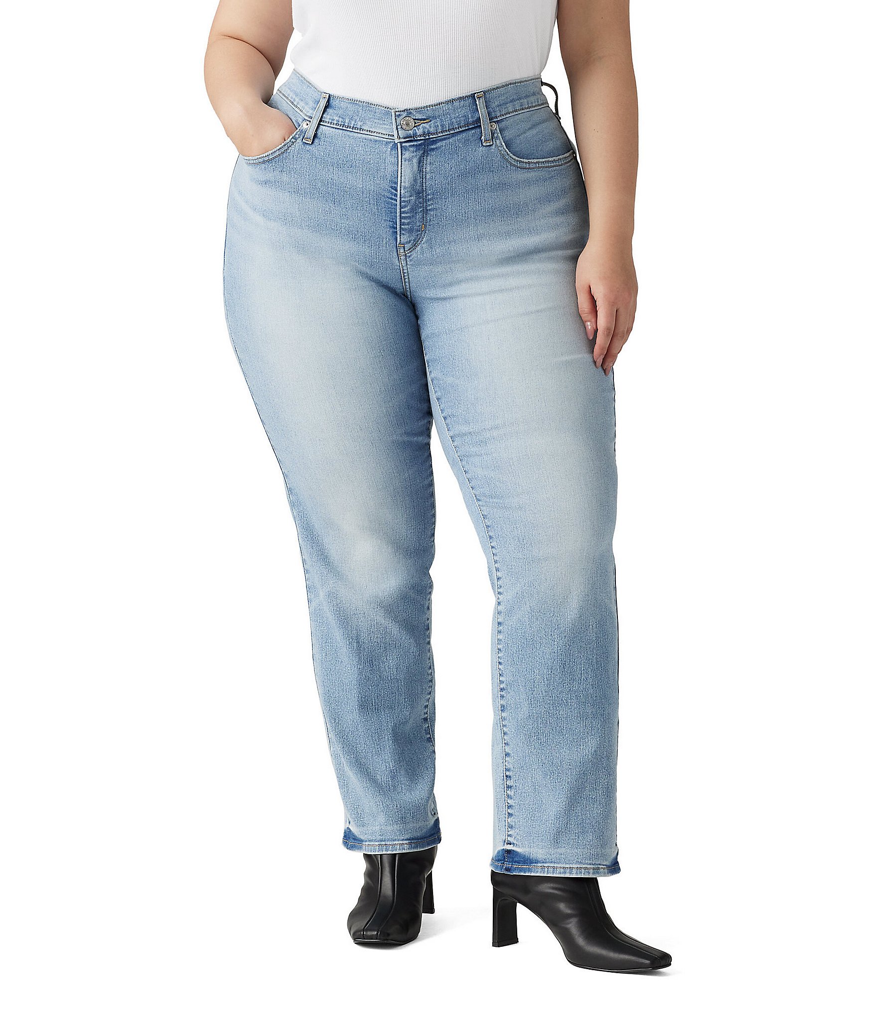 Levi's Plus Size Shaping Mid-Rise Tummy Slimming Straight Leg Jeans ...