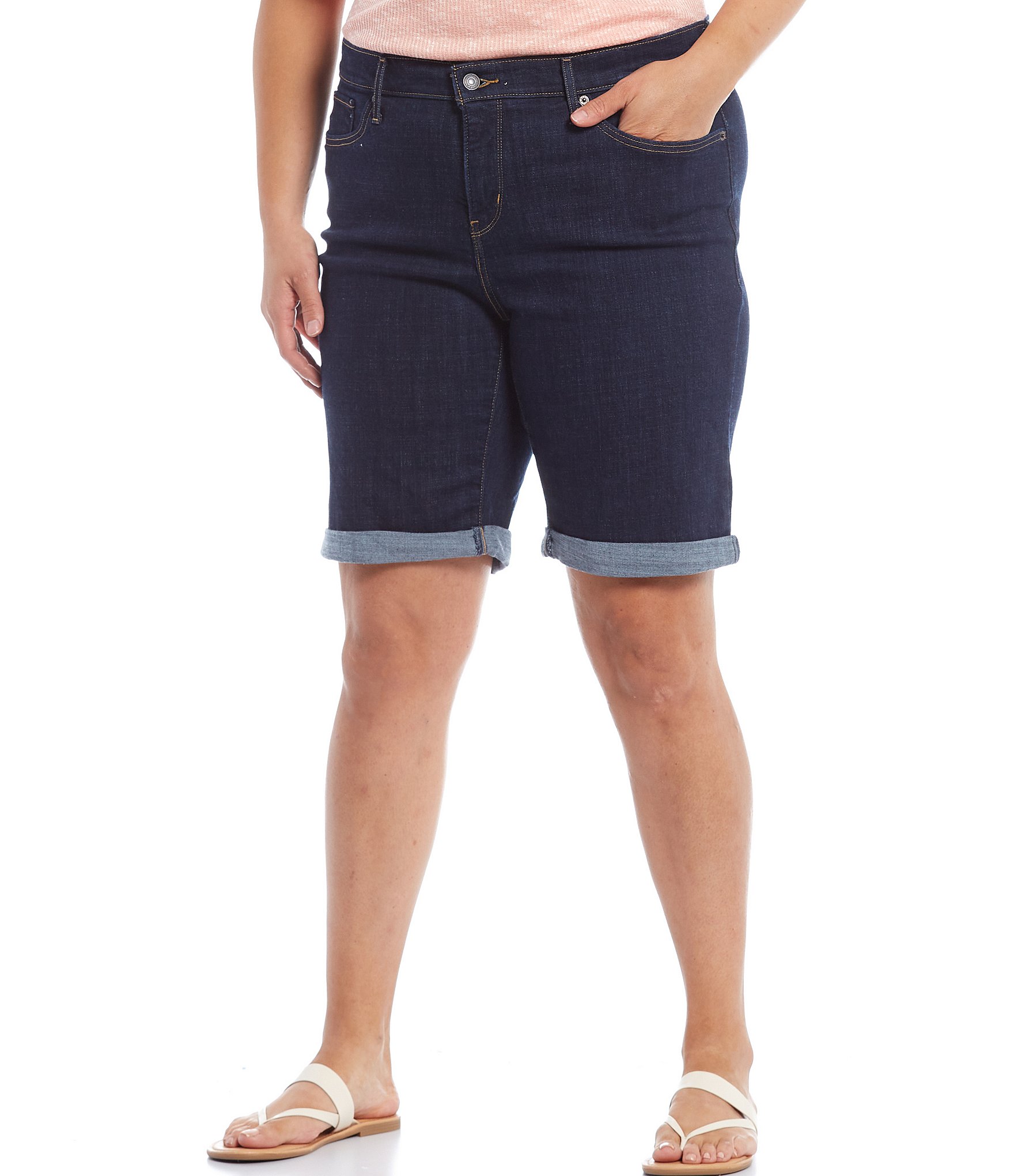 Levi's® Plus Size Shaping Rolled Cuff Bermuda Shorts | Dillard's