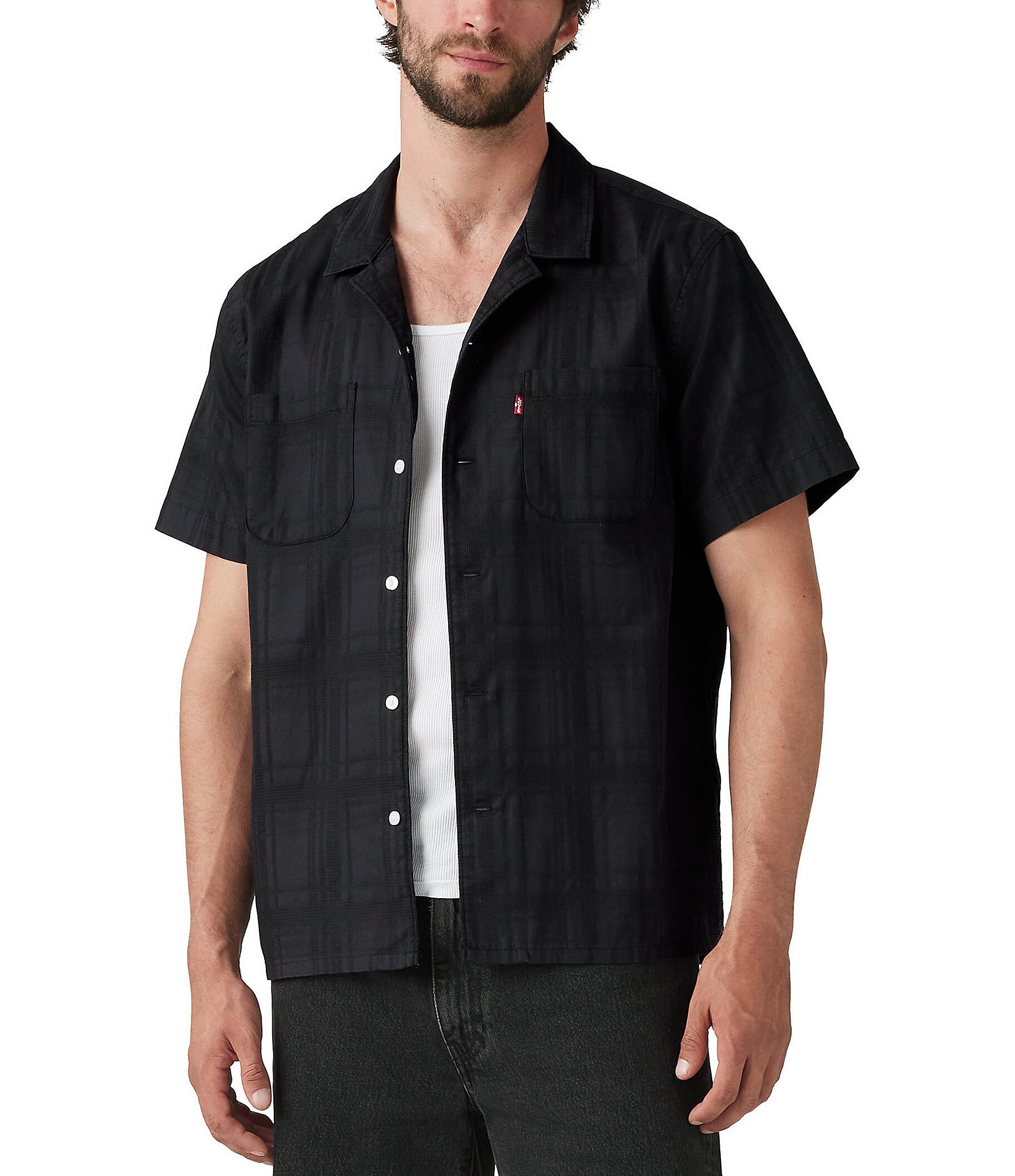 Levi's® Solid Textured Short Sleeve Camp Shirt | Dillard's Levi's® Solid Textured Short Sleeve Camp Shirt | Dillard's