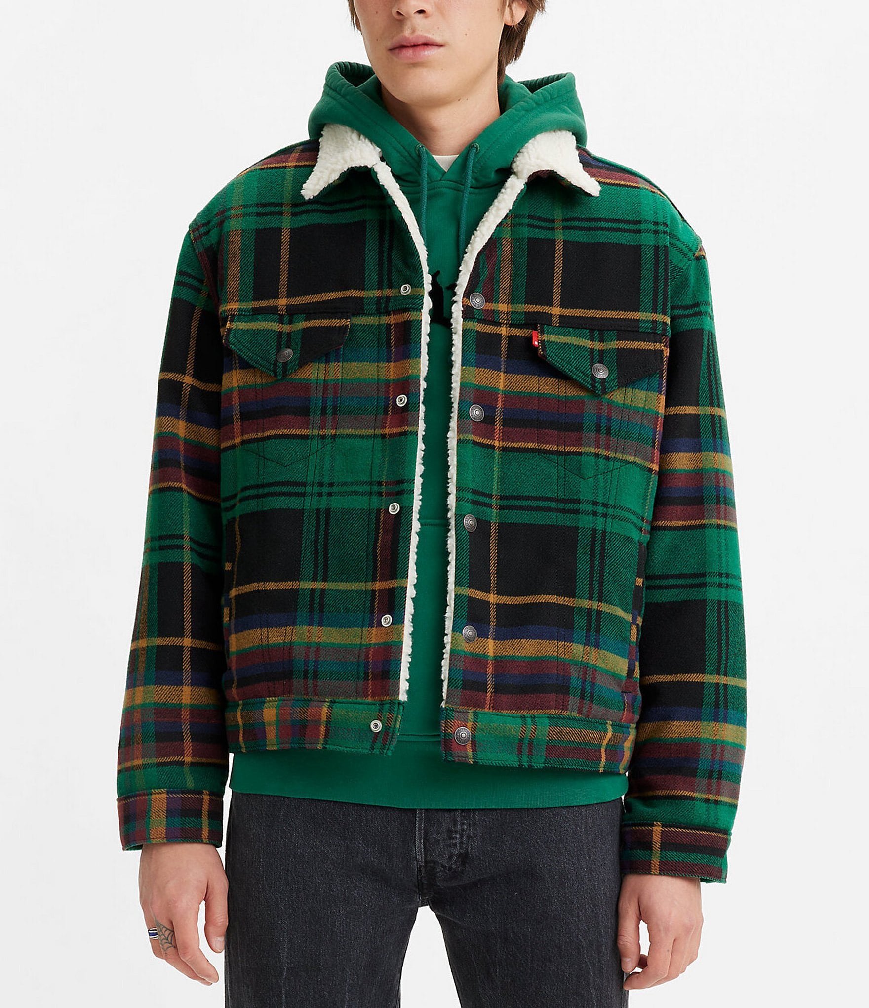 Levi's® Vintage Plaid Faux Sherpa-Detailed Jacket |