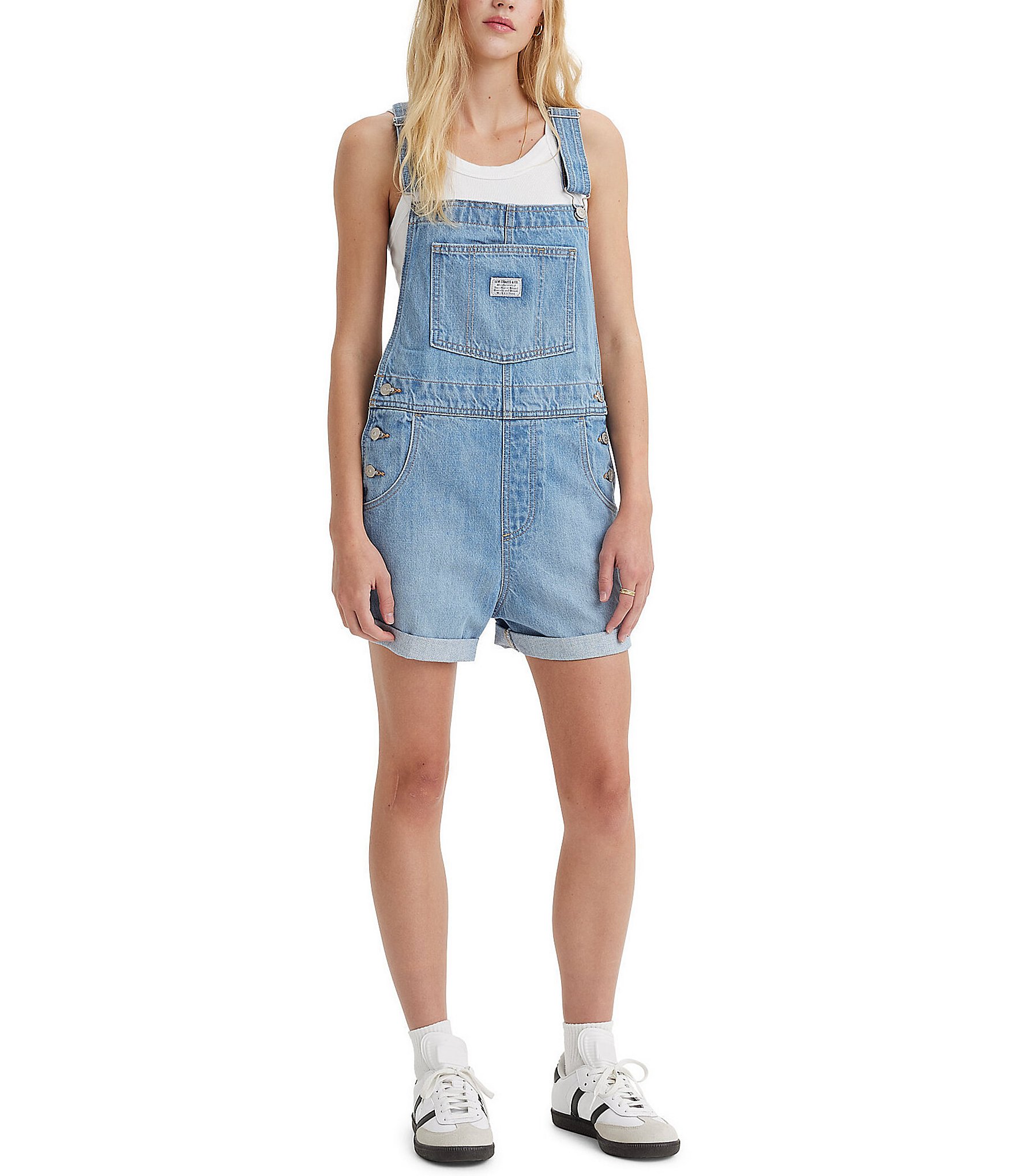 Levi s Vintage Rolled Cuff Denim Shortalls Dillard s