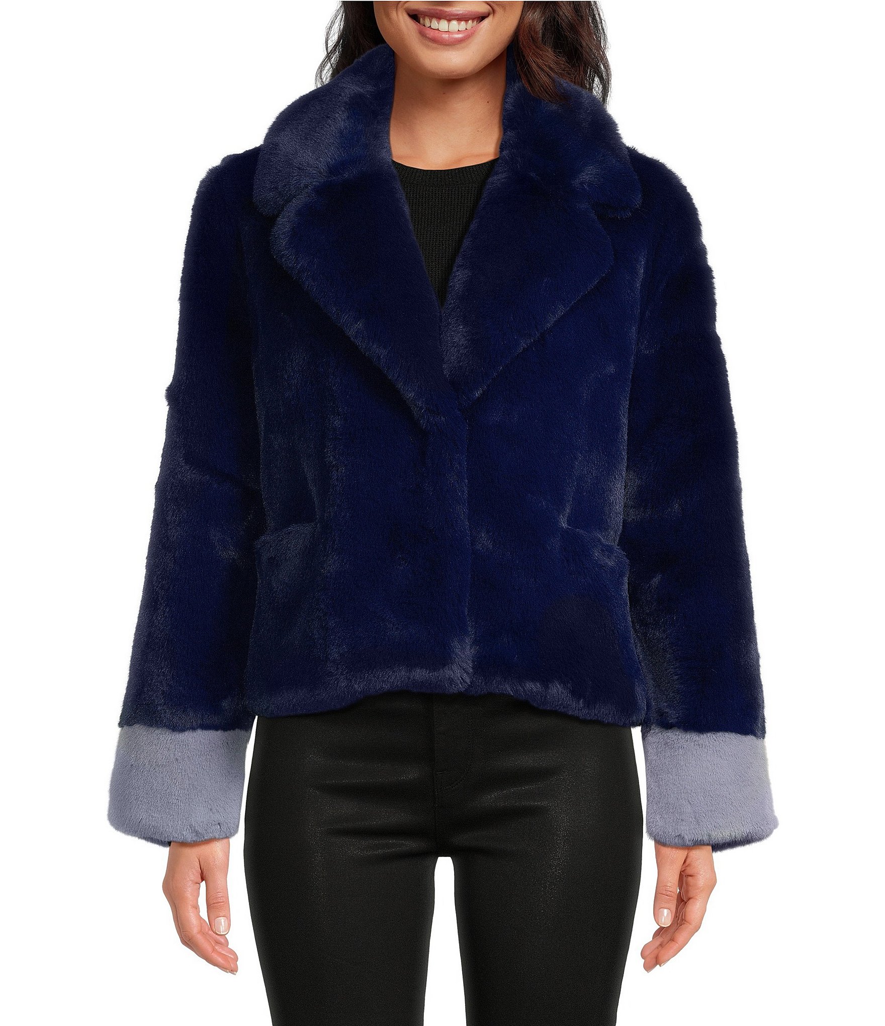 Levivel 1206 2-Tone Faux Fur Cozy Jacket | Dillard's