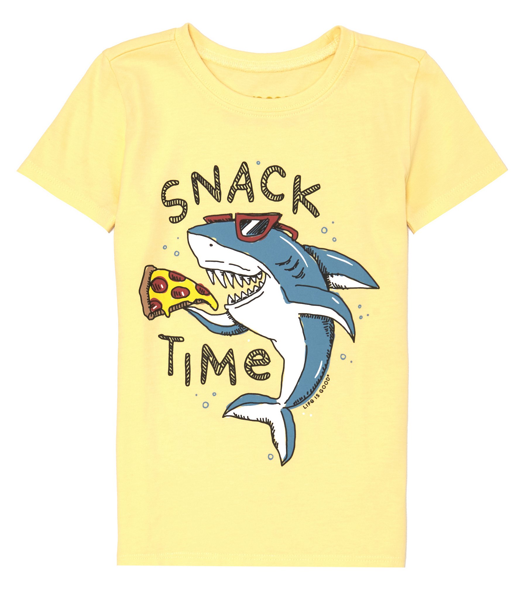 Life Is Good Little Boys 2T-4T Short Sleeve Pizza Shark Crusher T