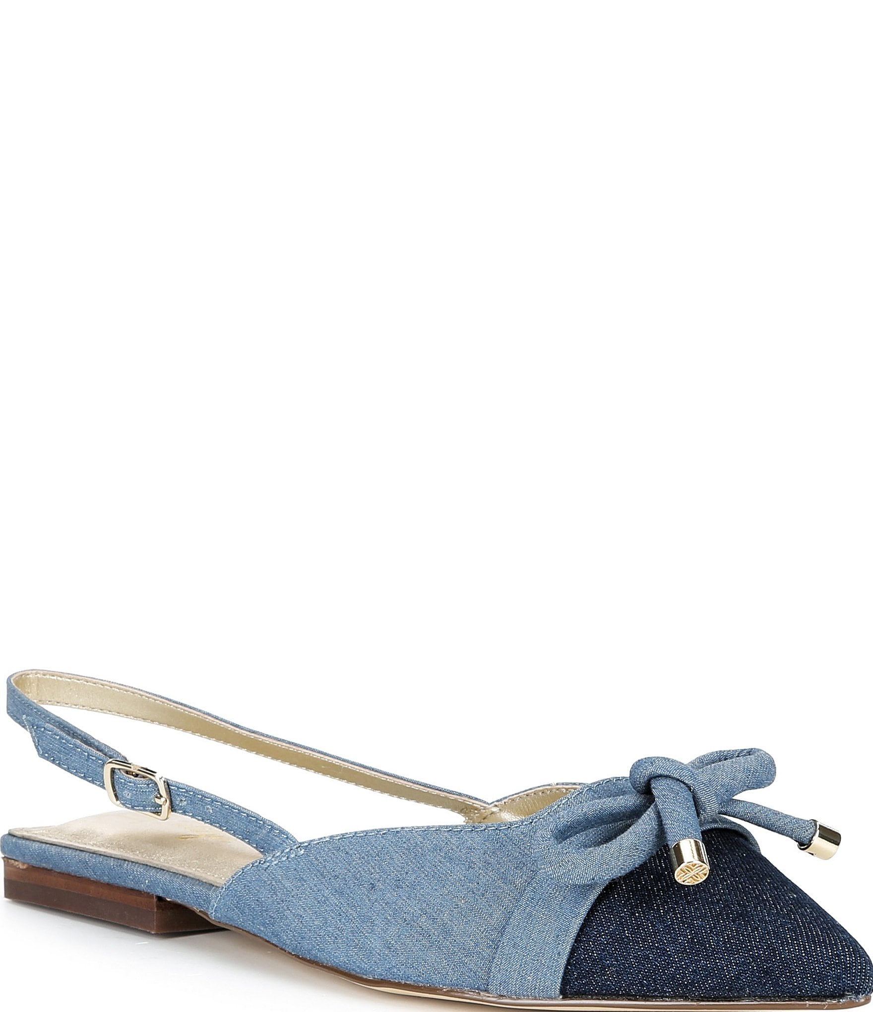 Lilly Pulitzer Brit Denim Bow Point Toe Slingback Flats