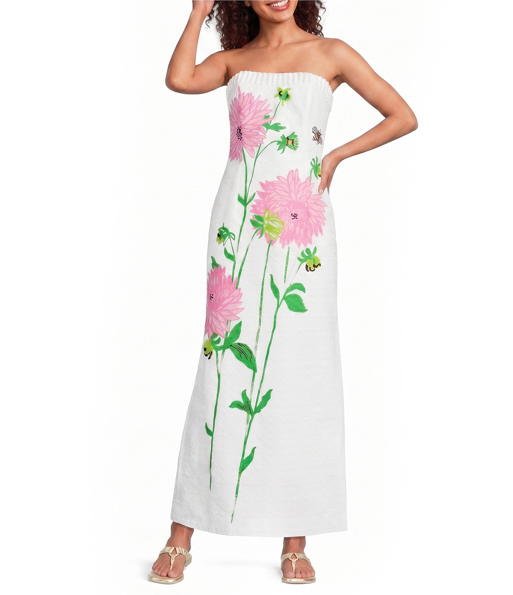 Lilly Pulitzer Elyse Floral Jacqaurd Strapless Maxi Dress