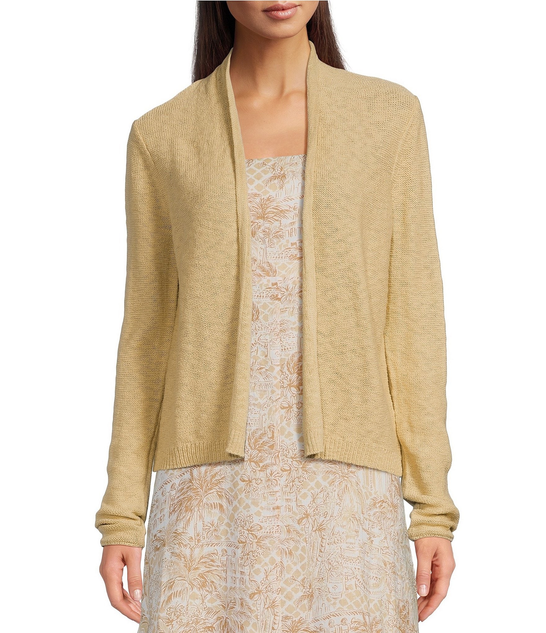 Lilly Pulitzer Cashmere Cardigan high quality Ruffle Cable Knit Mid-Length Medium Open Front