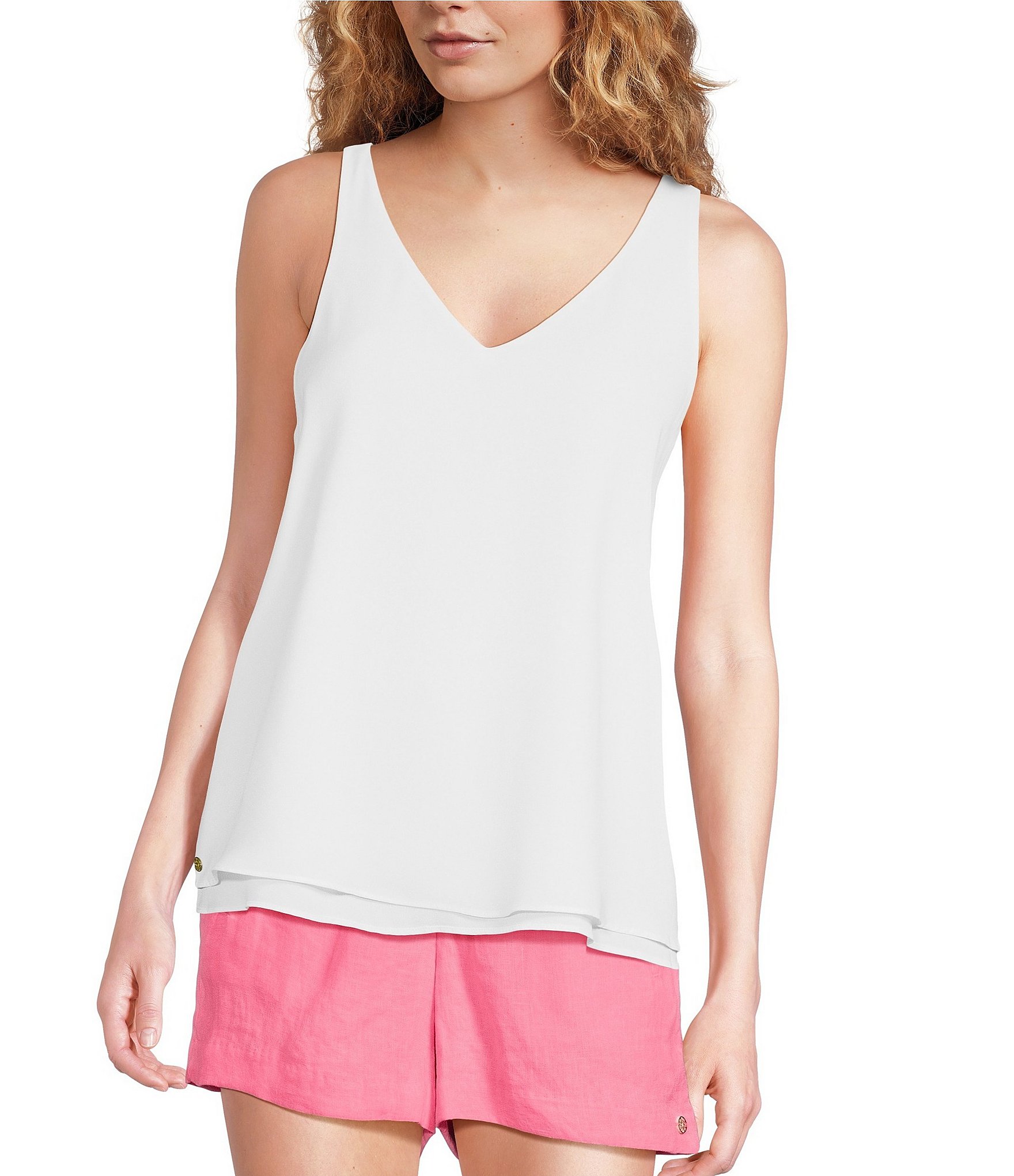 Lilly Pulitzer Florin Woven V-Neck Sleeveless Reversible Lined Tank Top |  Dillard's