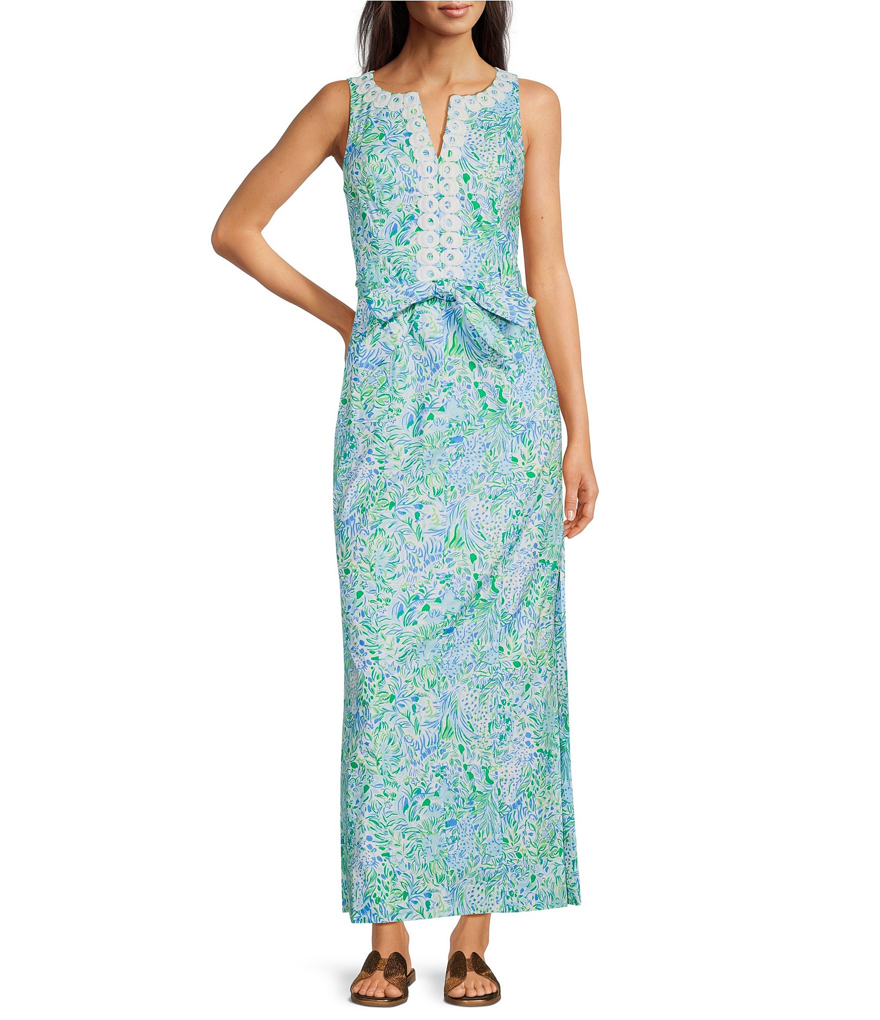 Lilly Pulitzer Gulianna Woven Floral Print Notch V-Neck Sleeveless ...