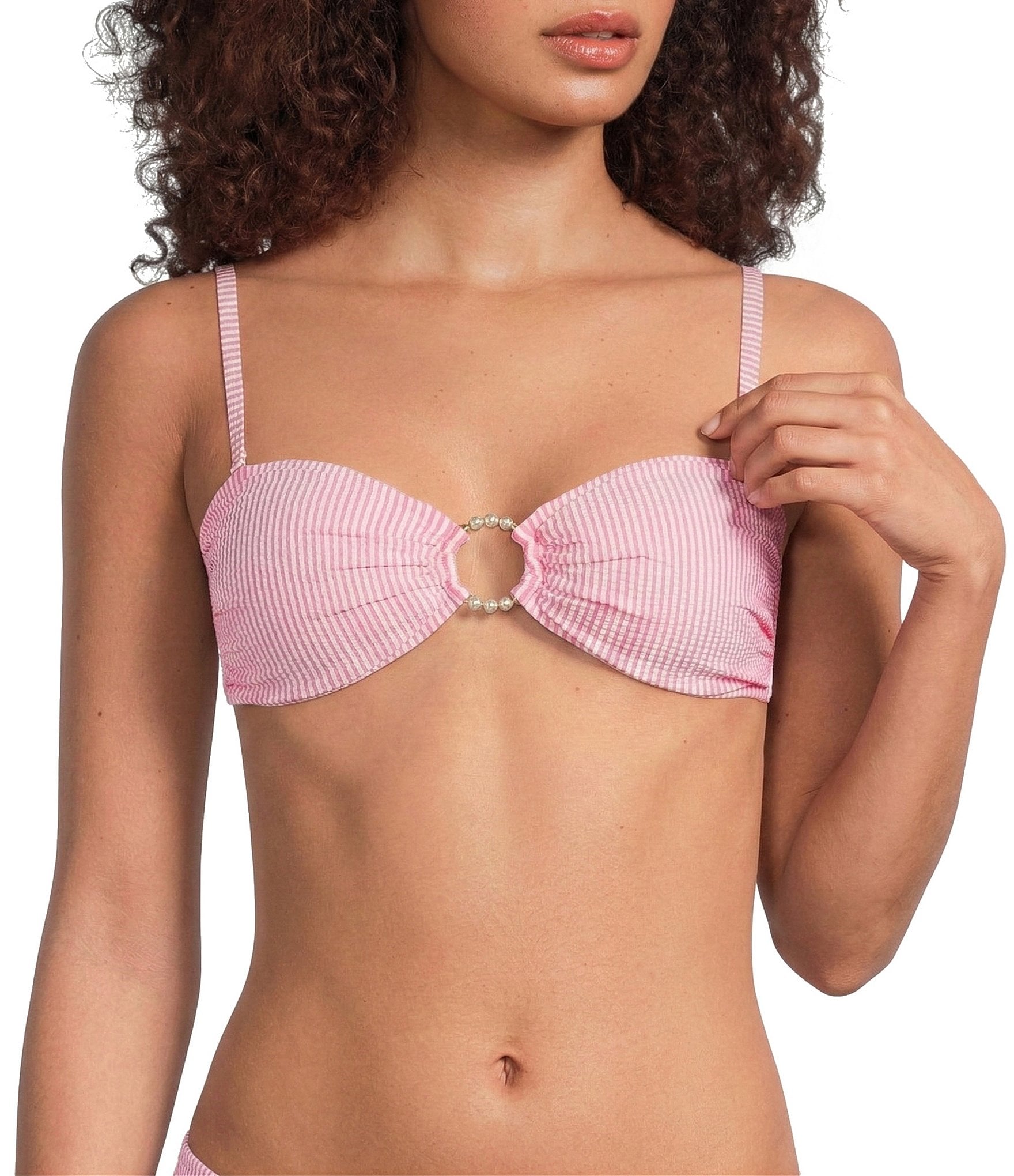 Lilly Pulitzer Katara Seersucker Stripe Bandeau Swim Top