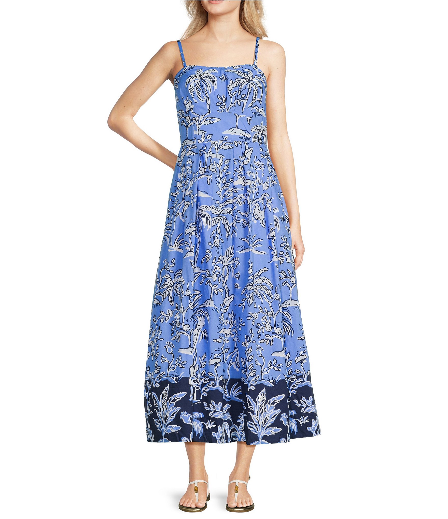 Lilly Pulitzer Kenni Printed Cotton Poplin Strapless Sleeveless Fit-And-Flare Dress