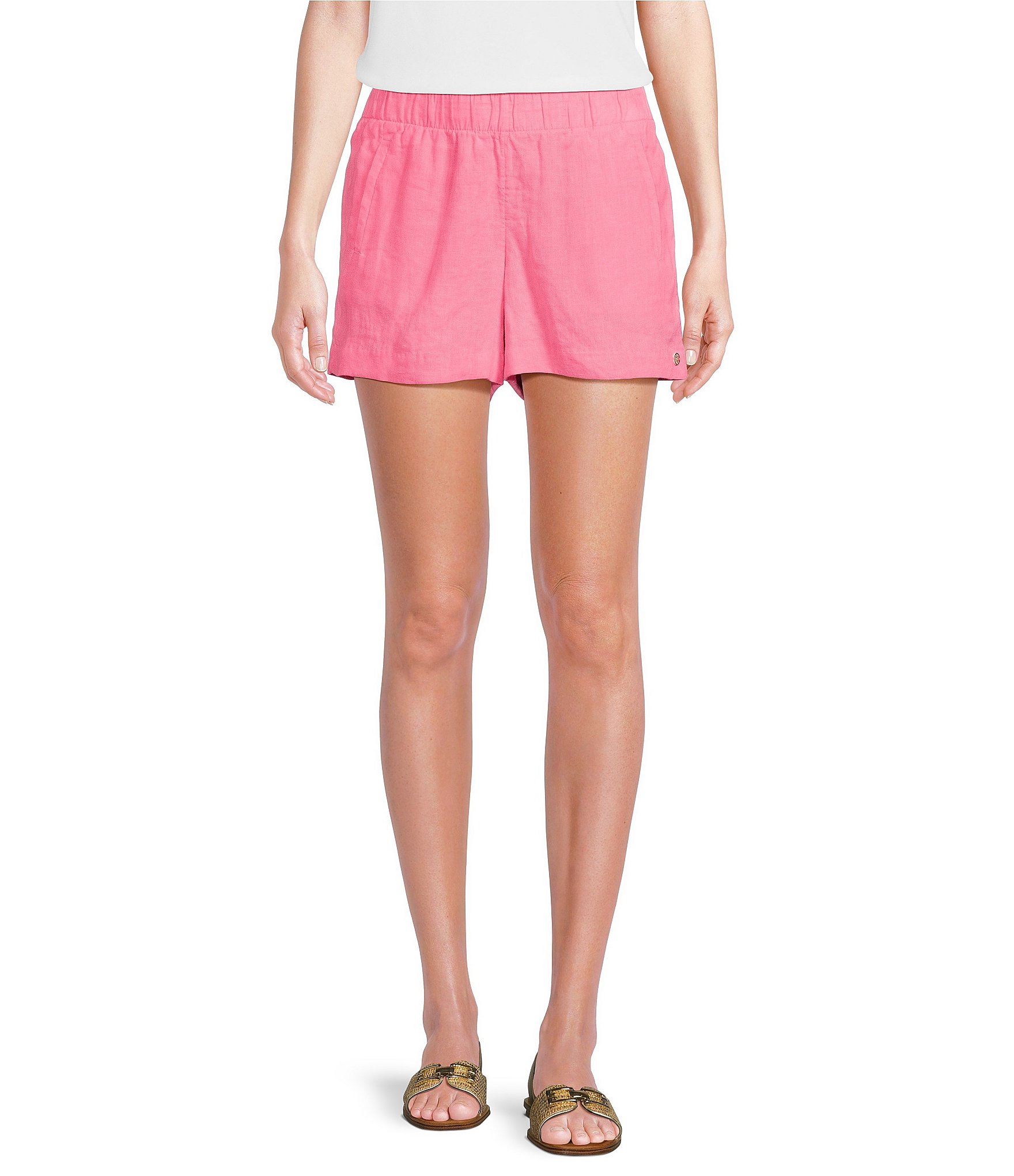 Lilly Pulitzer Lilo Linen Mid-Rise Flat Front Short | Dillard's