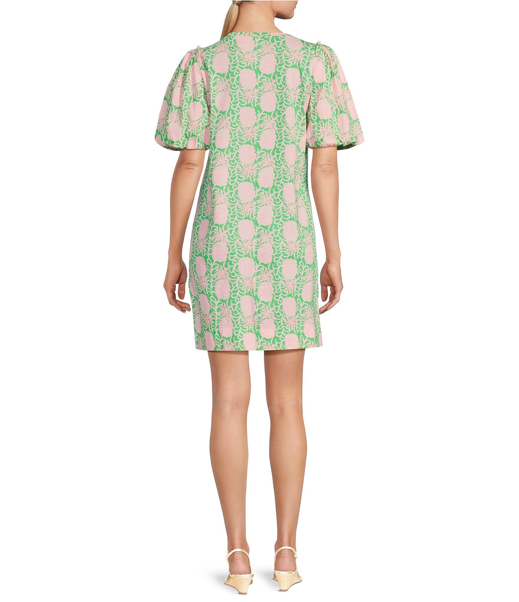 Lilly Pulitzer Mercer Jersey Knit Crew Neck Elbow Sleeve Bubble Hem T-Shirt Dress