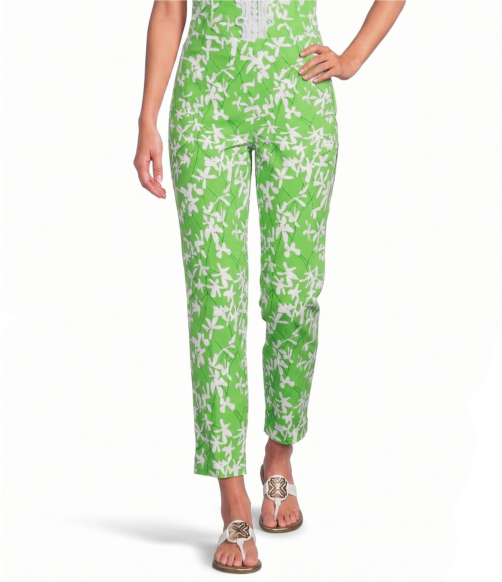 Lilly Pulitzer Nancee Stretch Double Cloth Floral Print Straight Leg Crop Pants