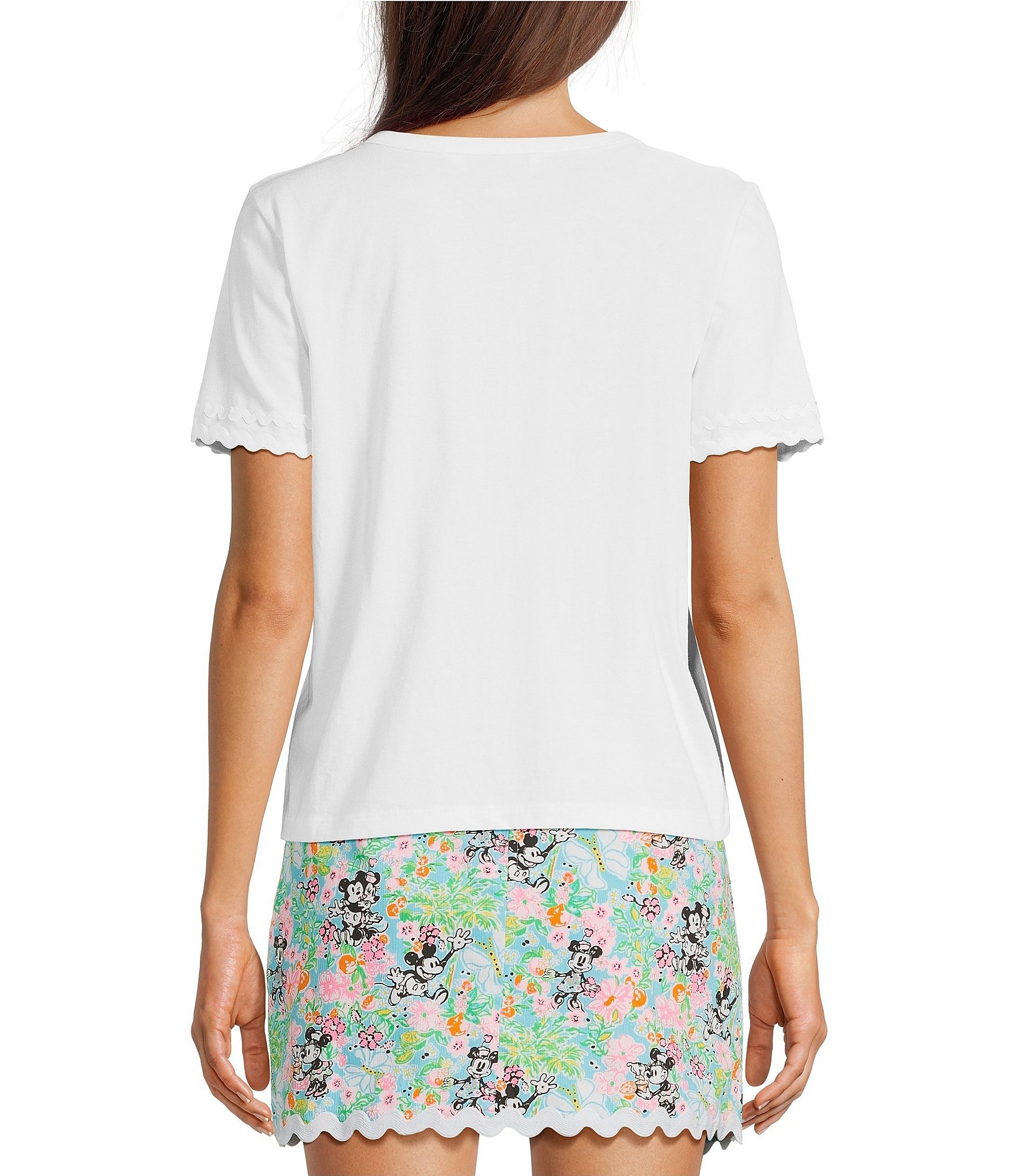 Lilly Pulitzer x Disney Clairmont Lily Hearts Disney Print Crew Neck Short Sleeve Top